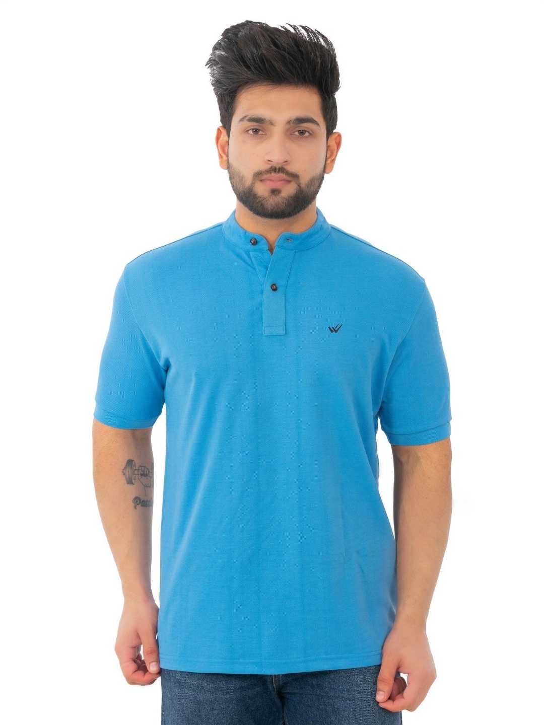 

WILD COPS Men Henley Neck T-shirt, Blue