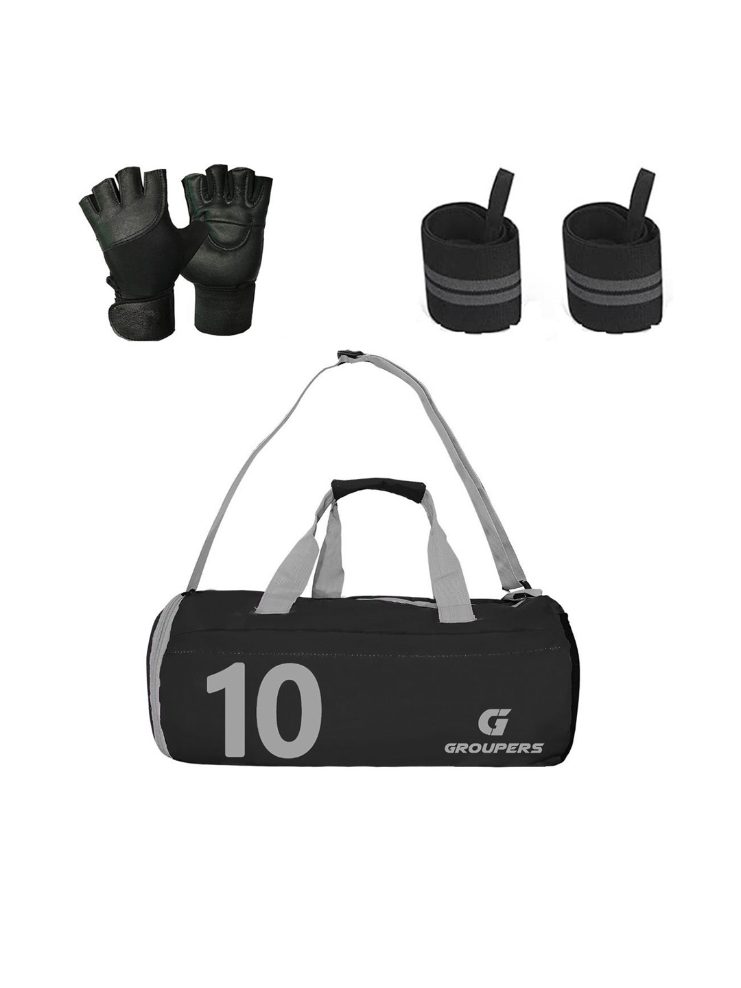 

GROUPERS Small Foldable Sports Duffel Bag With Gloves, Black