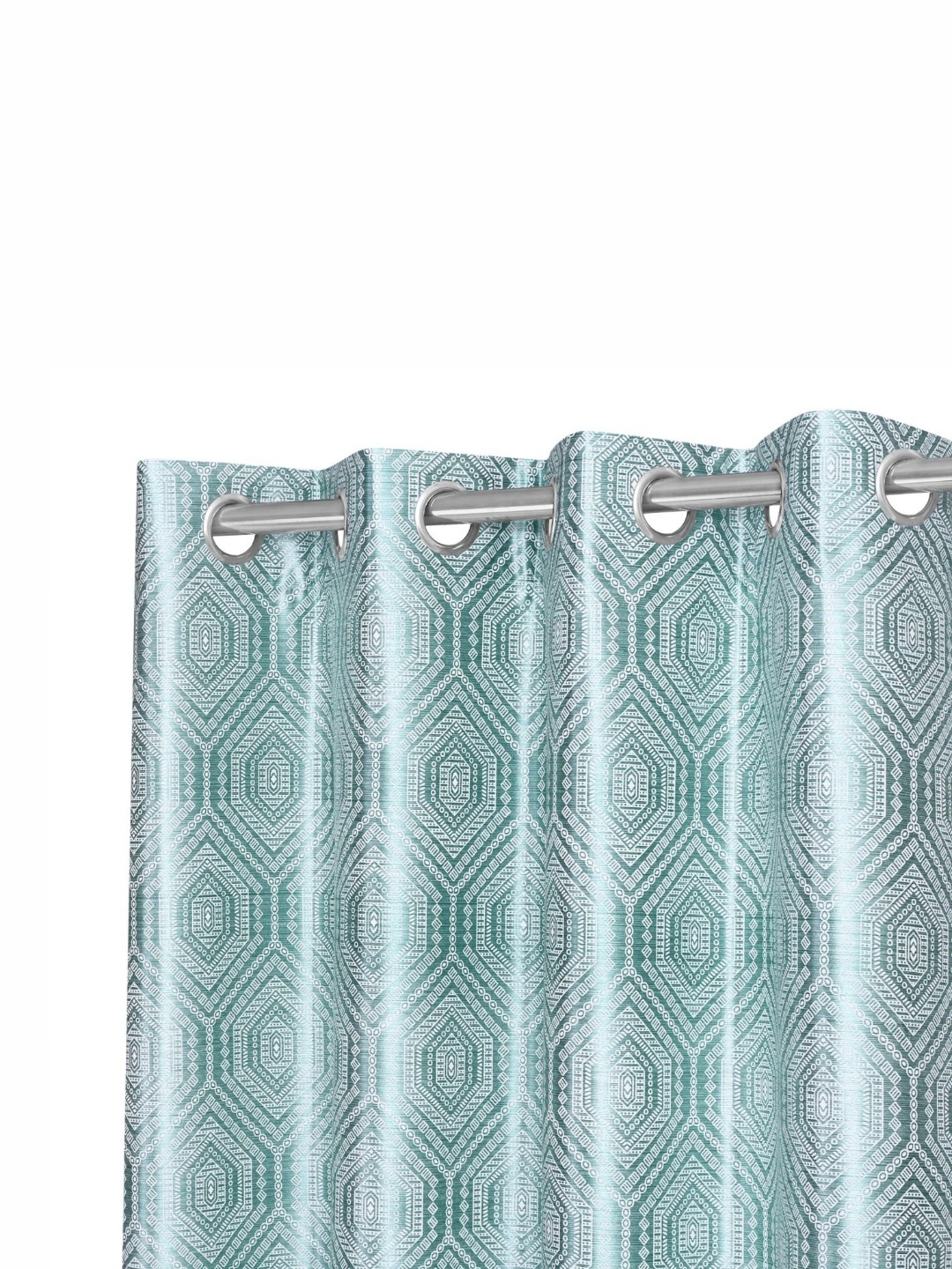 

REYANSH DECOR Turquoise Blue 2 Pieces Printed Room Darkening Window Curtain