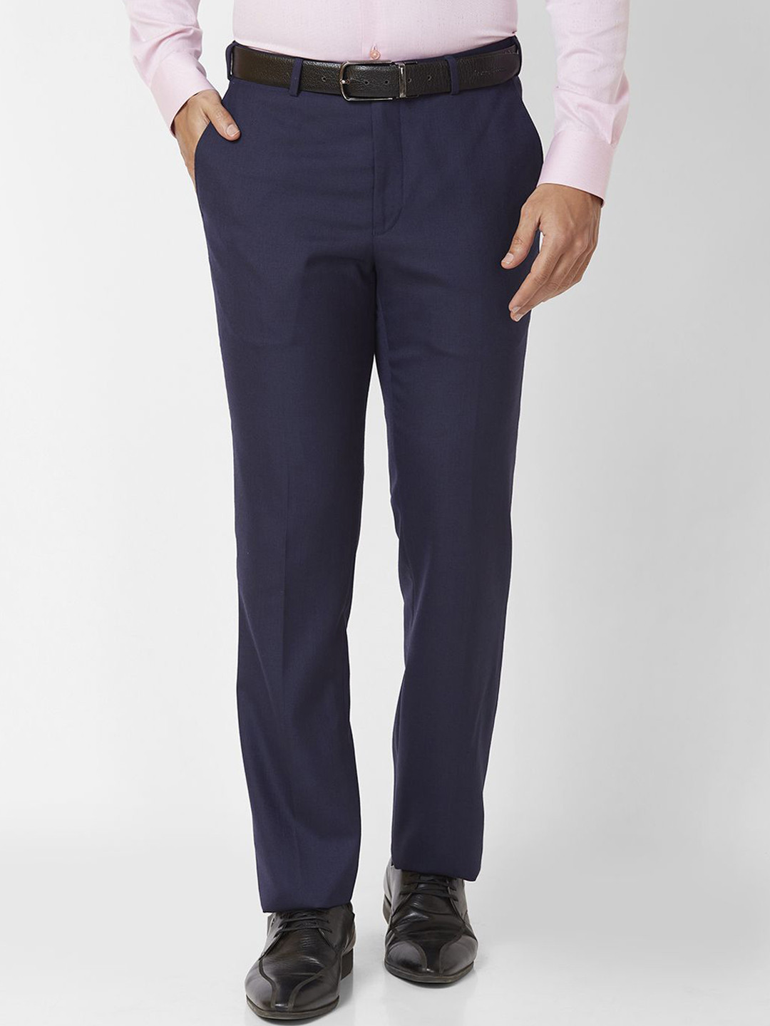 

Raymond Men Mid-Rise Regular Fit Formal Trousers, Blue