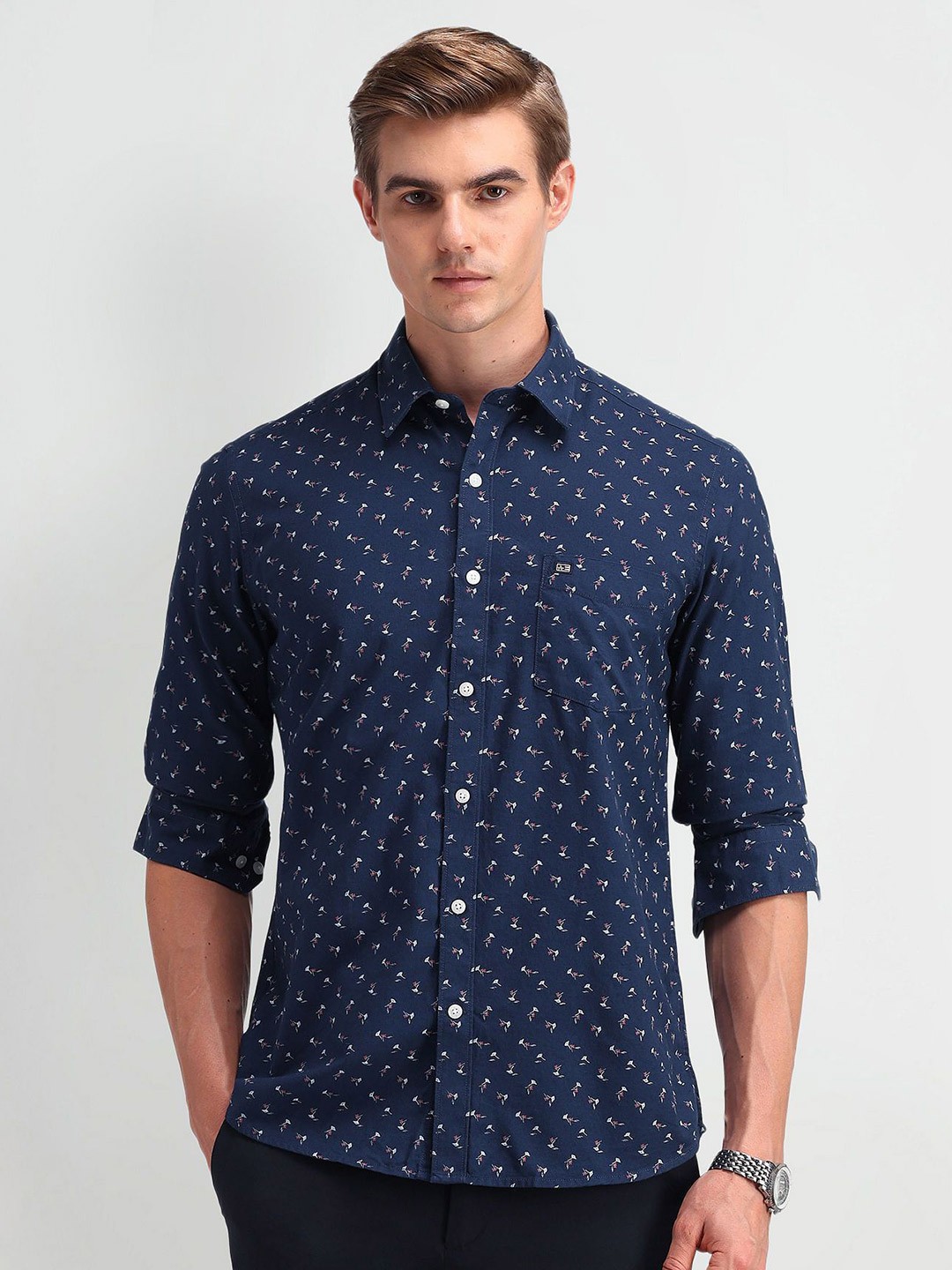 

Arrow Sport Men Modern Slim Fit Floral Opaque Printed Casual Shirt, Blue