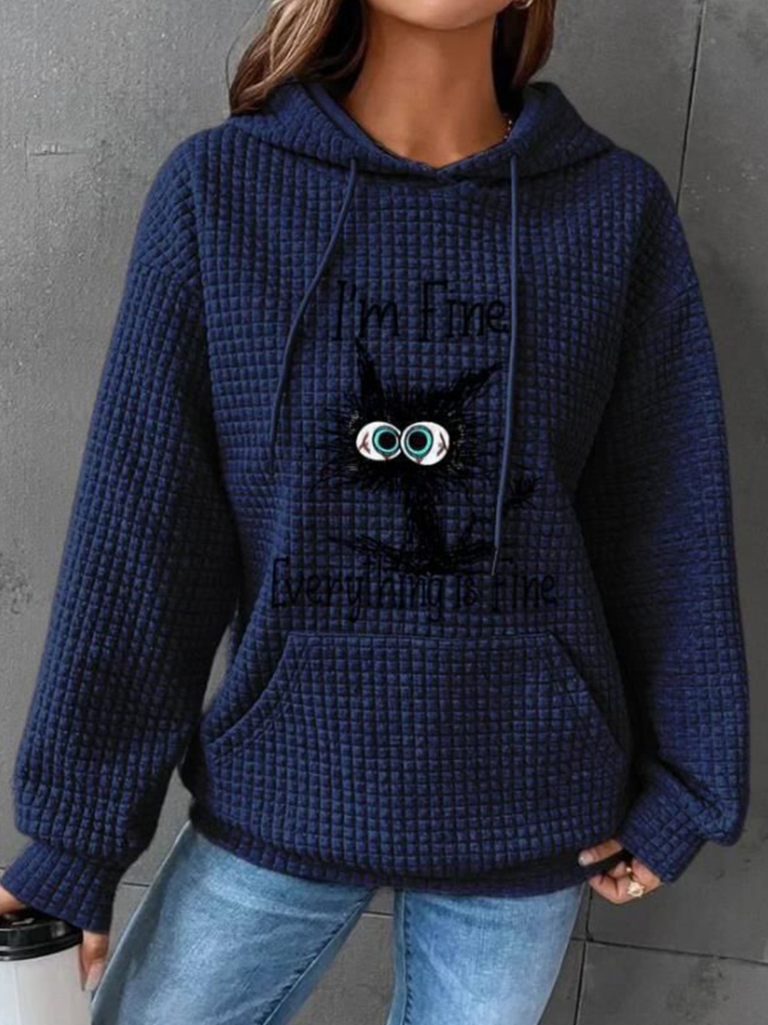 

StyleCast Women Printed Hooded Sweatshirt, Blue