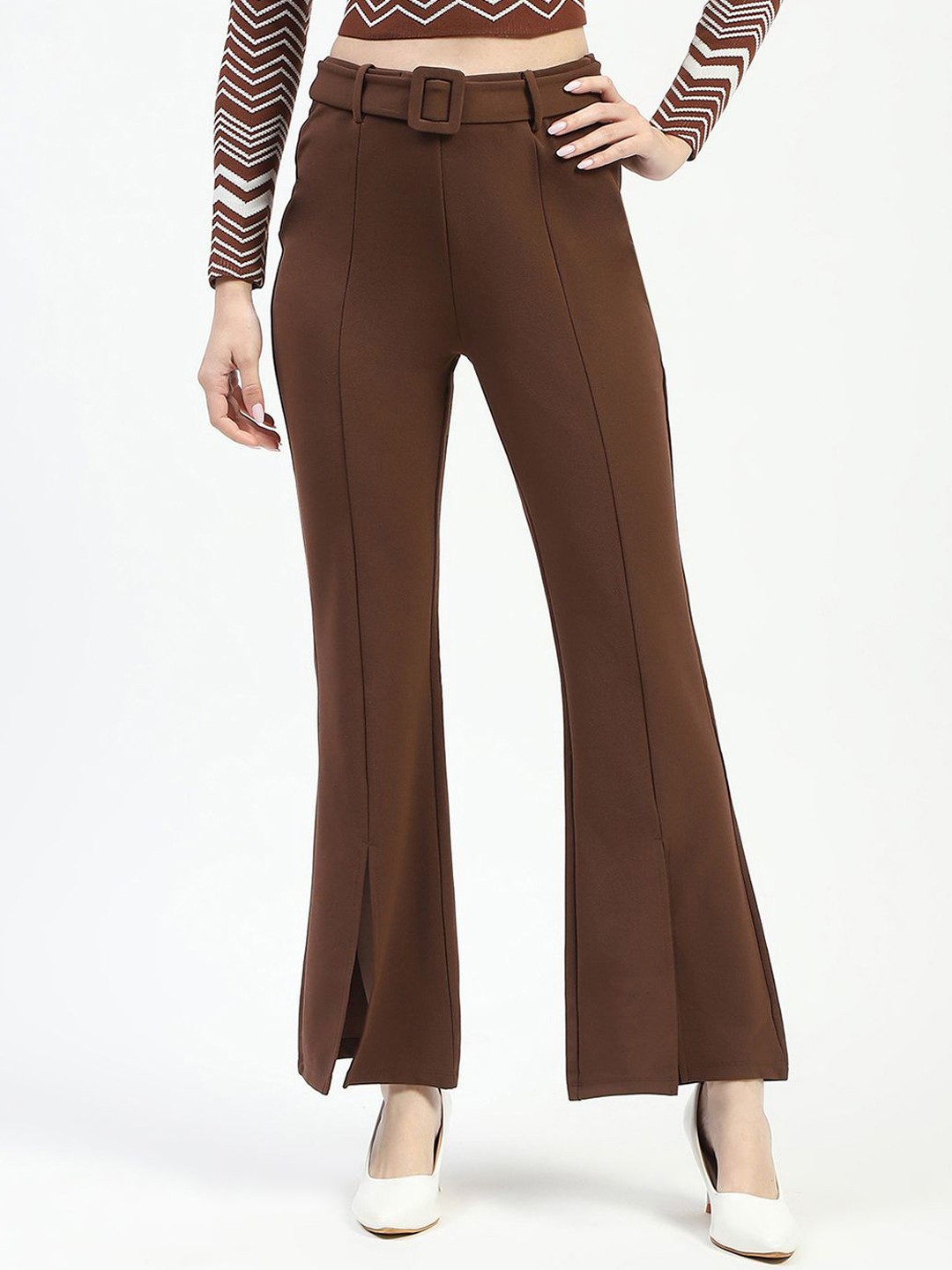 

Madame Women Pleated Trousers, Brown