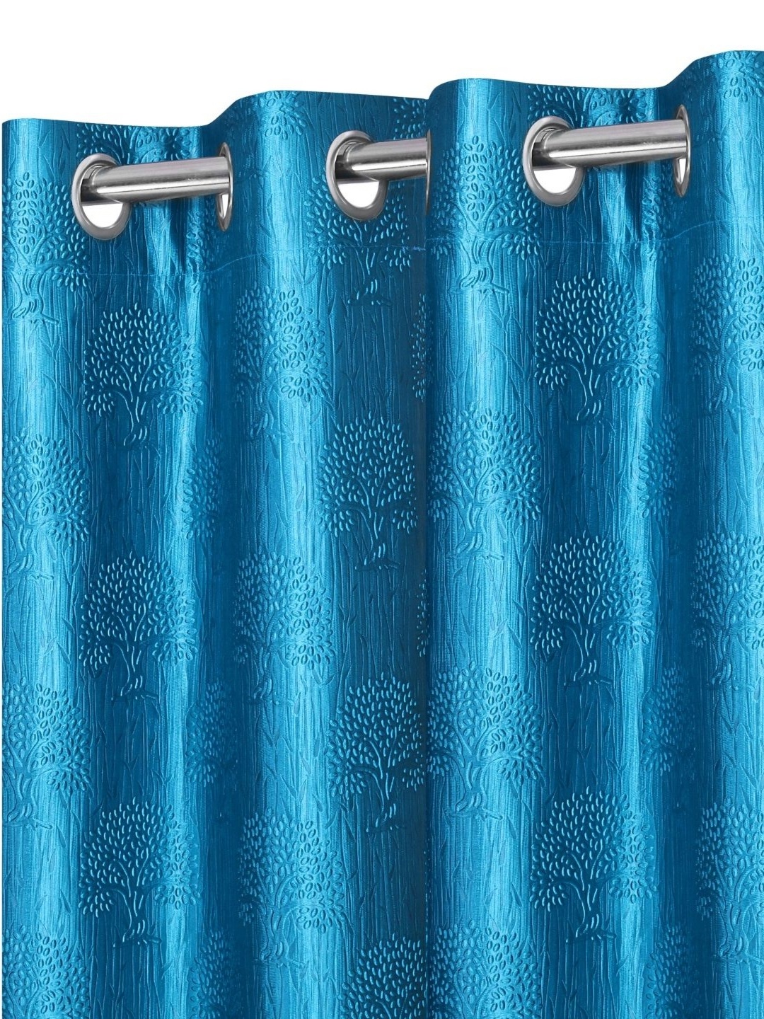 

REYANSH DECOR Turquoise Blue 2 Pieces Floral Long Door Curtain