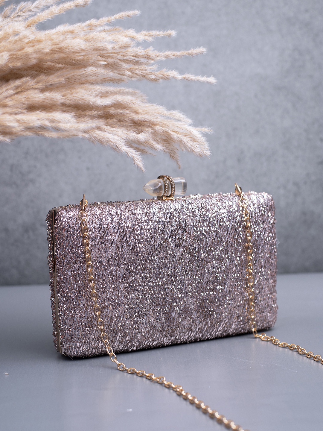 

ARTKLIM Embroidered Box Clutch, Pink