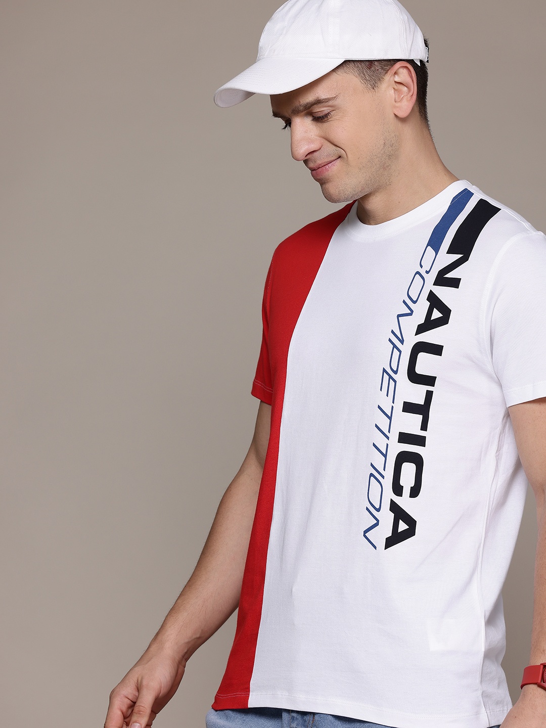 

Nautica Round Neck Colourblocked T-shirt, White