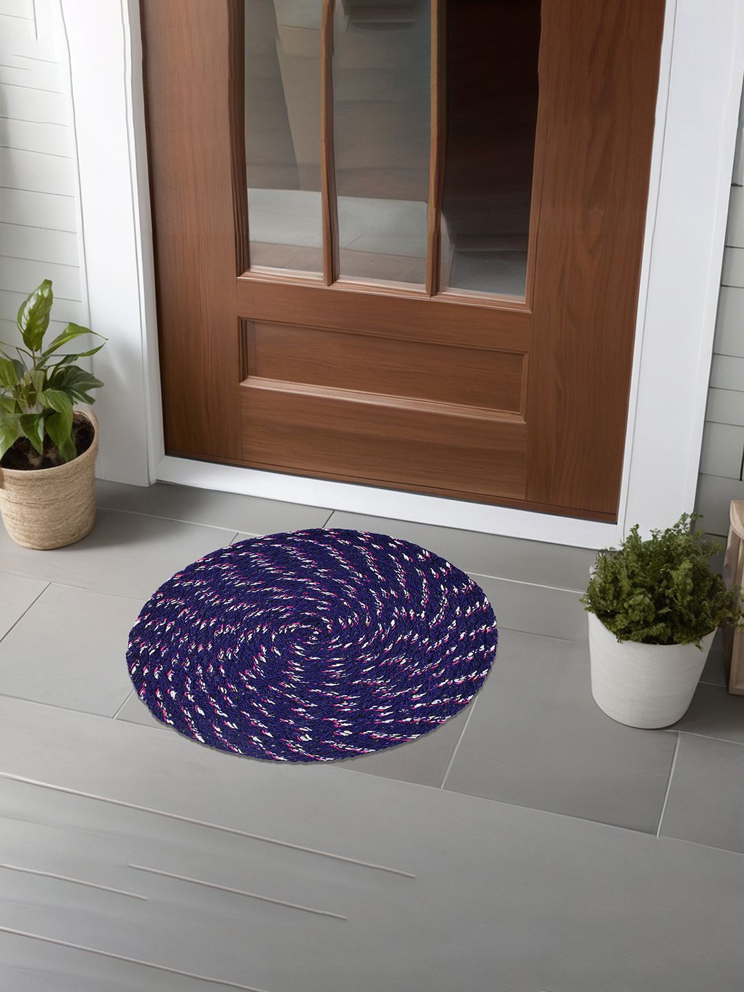 

Kuber Industries Black & Blue 6 Pieces AntiSlip Textured Doormats