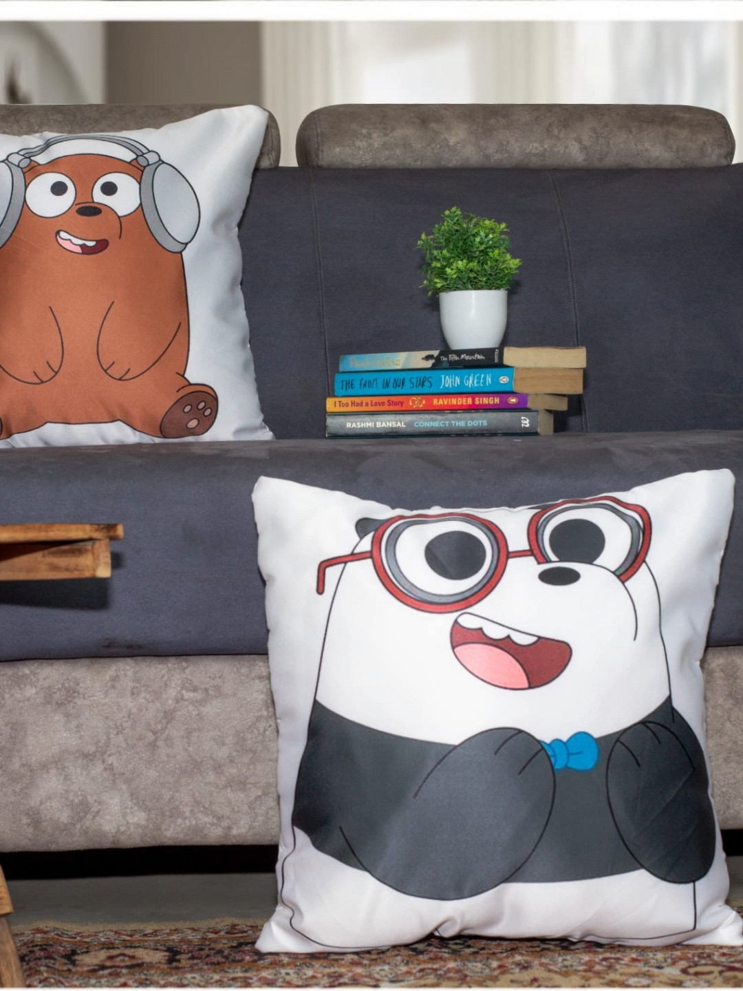 

Vendola White & Black 2 Pieces Cartoon Characters Satin Square Cushion Covers