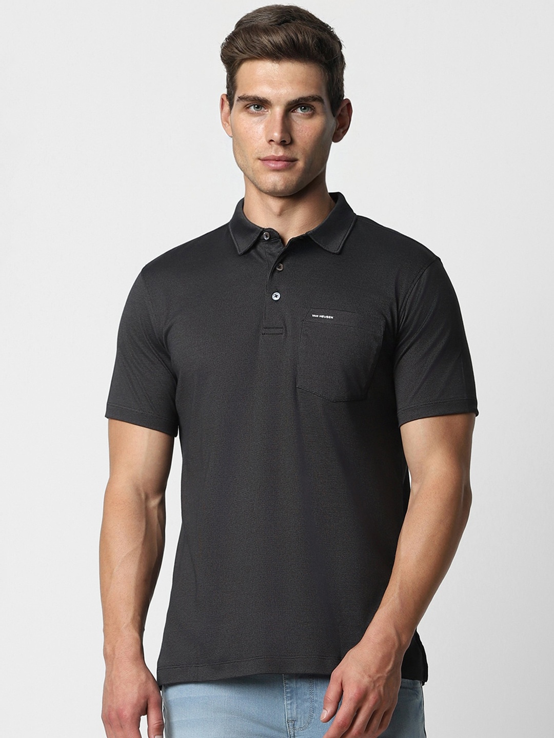 

Van Heusen Polo Collar Pocket T-Shirt, Black