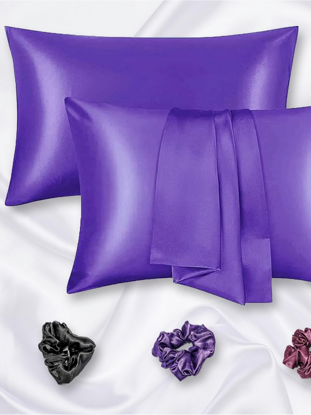 

Vendola Purple 2 Pieces Satin Rectangle Cushion Covers