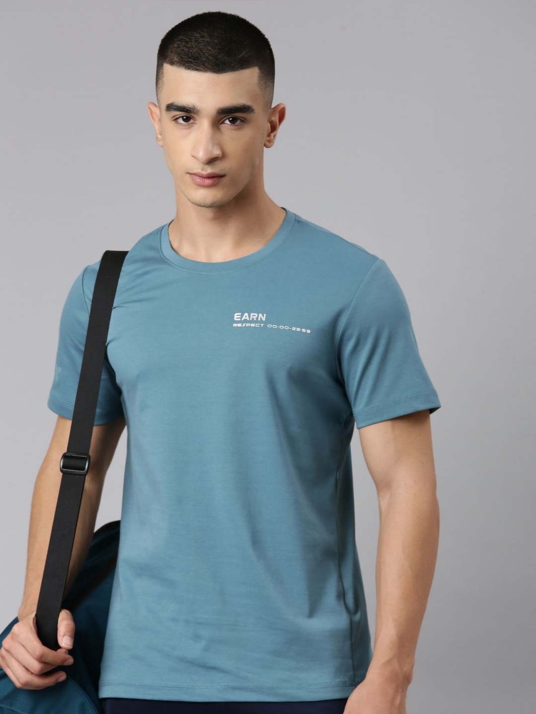 

Xtep Men Stretchex Graphic Printed Round Neck Cotton T-shirt, Green