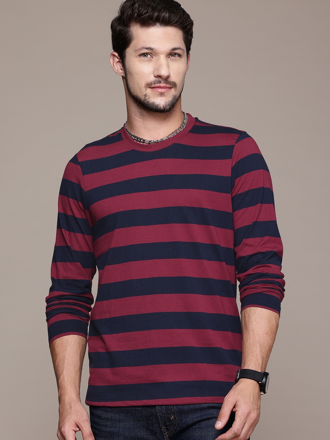 

The Roadster Lifestyle Co. Striped T-shirt, Maroon