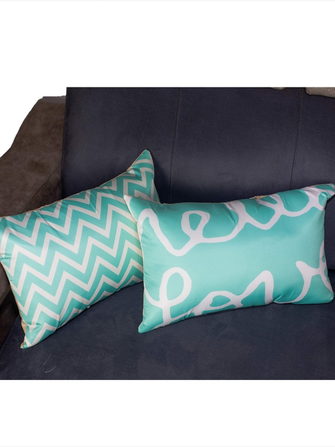 

Vendola Blue & White 2 Pieces Geometric Rectangle Cushion Covers