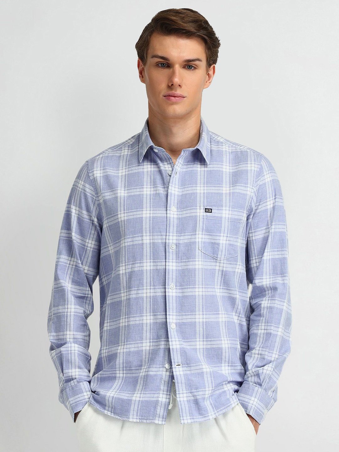 

Arrow Sport Men Modern Slim Fit Opaque Checked Casual Shirt, Blue