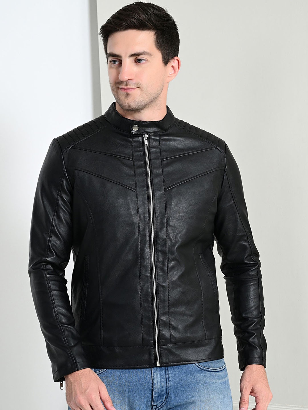 

TBOJ Men Lightweight Biker Jacket, Black
