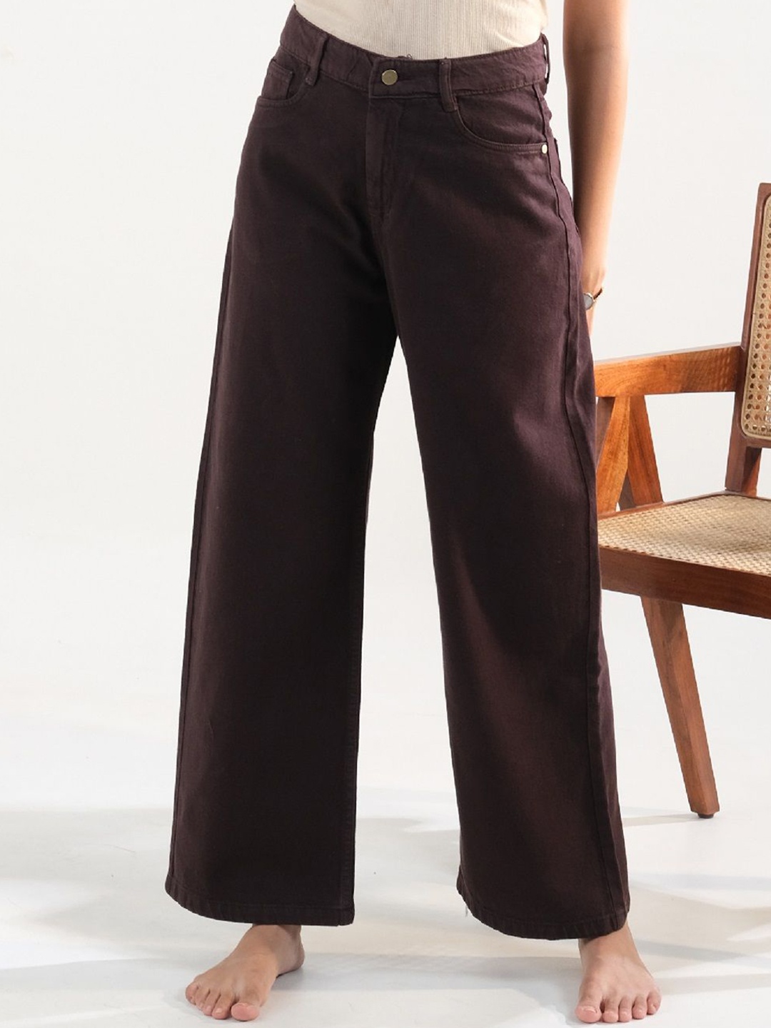 

FILLY Women Wide Leg High-Rise Jeans, Brown