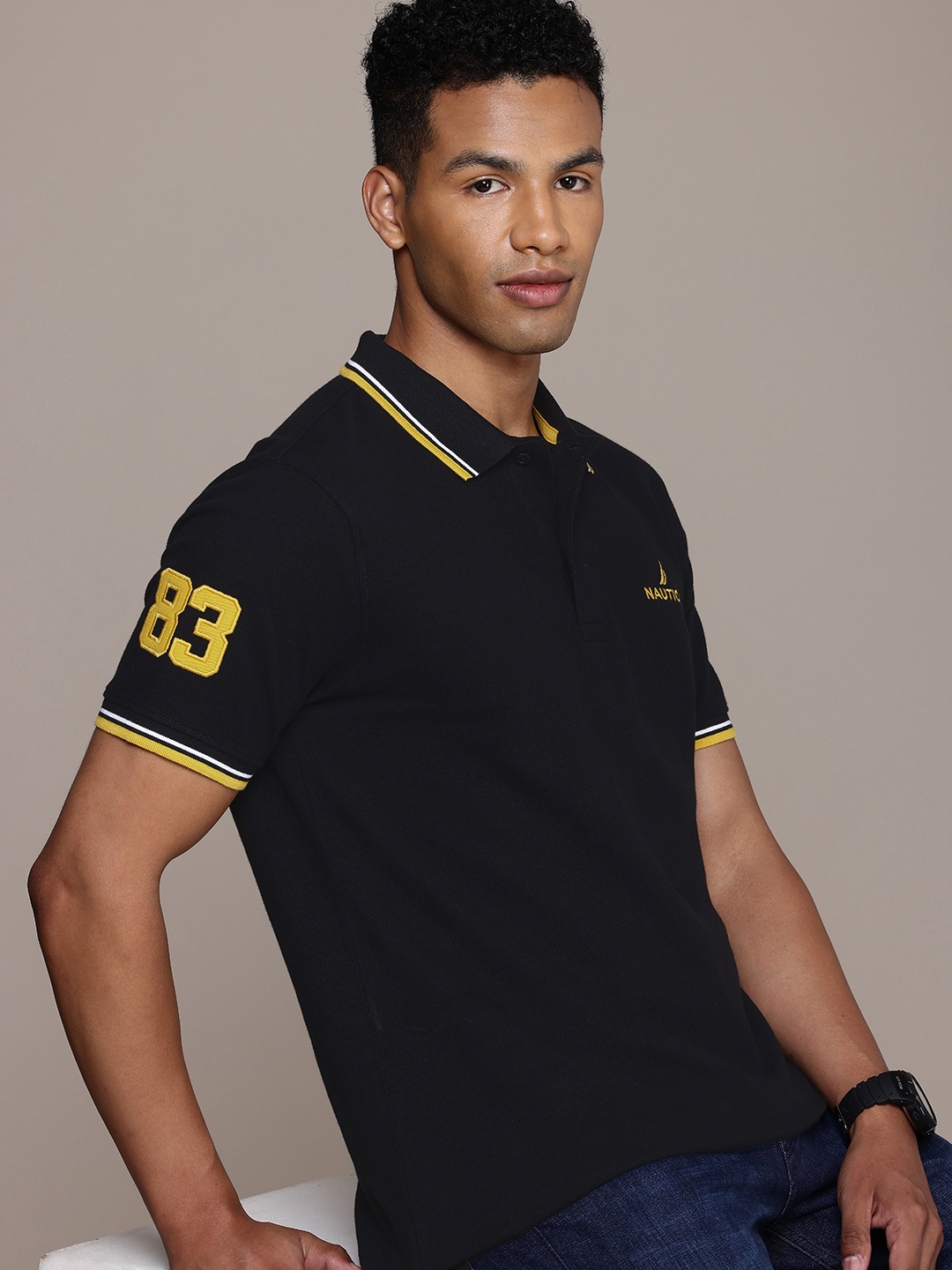 

Nautica Polo Collar Pure Cotton T-shirt, Black