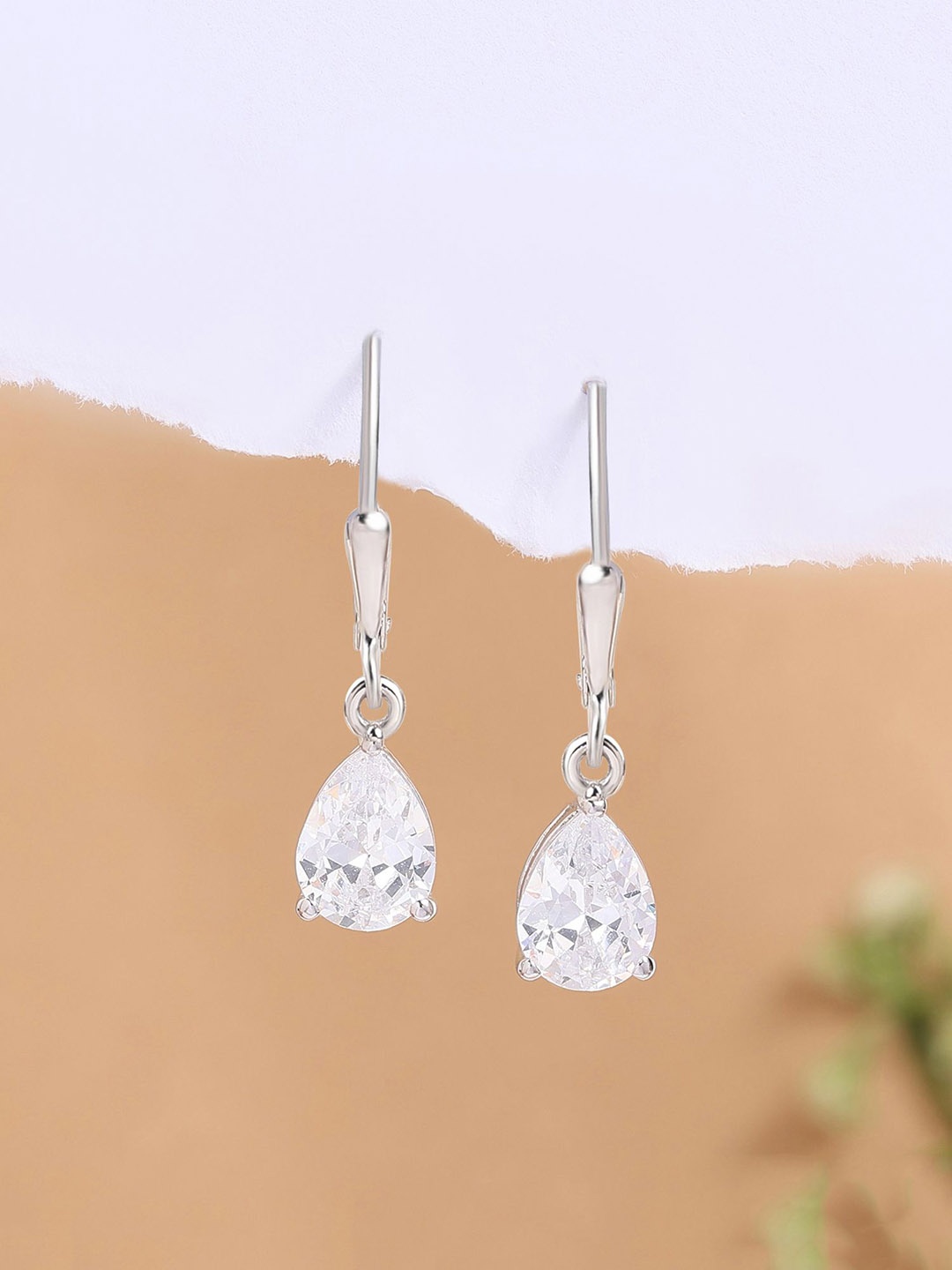 

Ornate Jewels 925 Sterling Silver American Diamond Drop Earrings, White