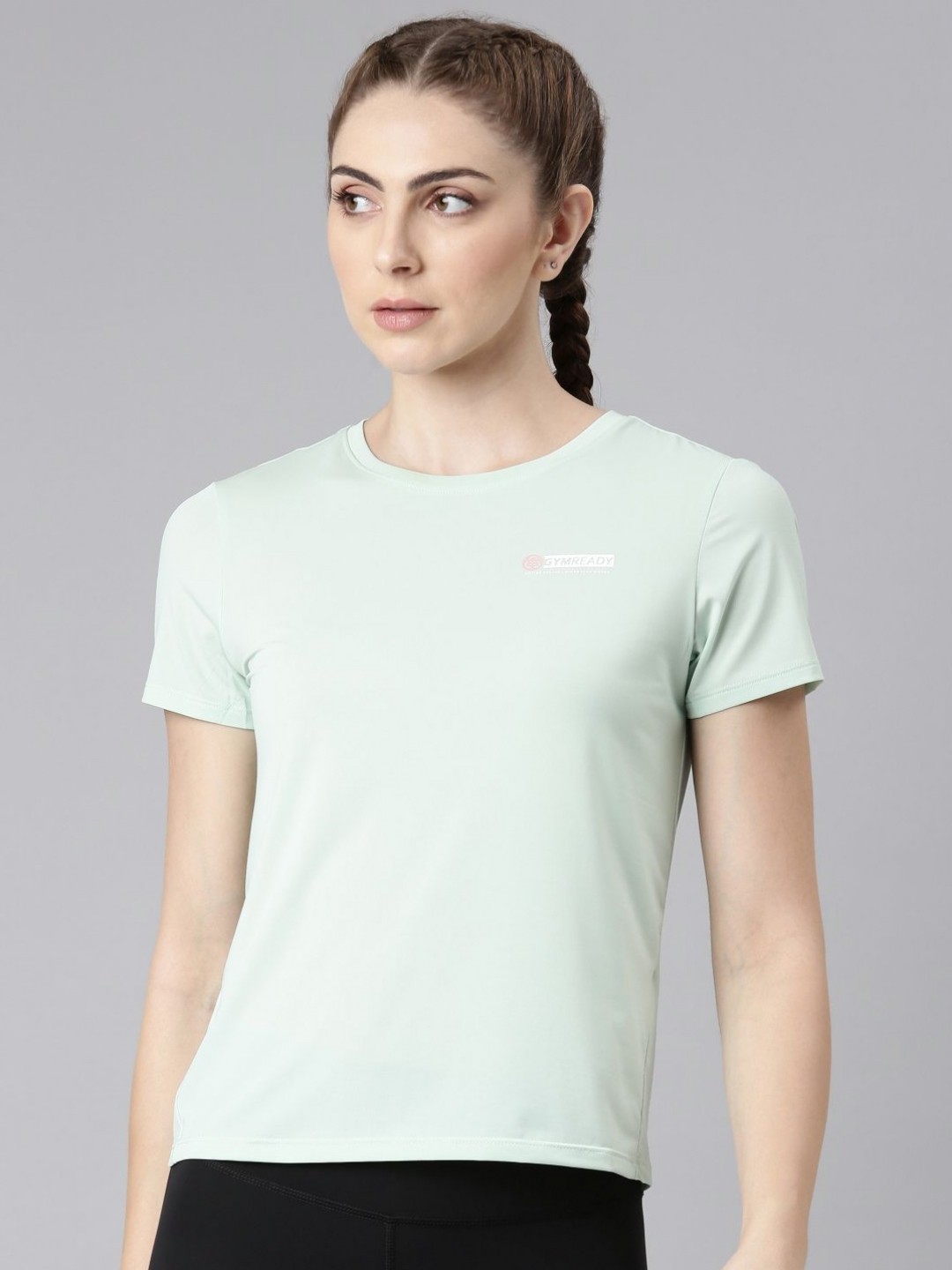 

Xtep Women Coolcell Solid Round Neck Nylon T-shirt, Green