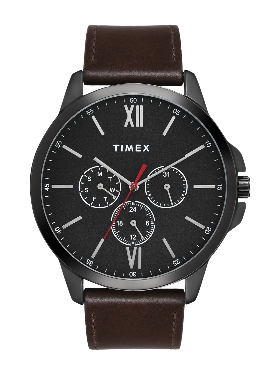 

Timex Men Leather Straps Analogue Multi Function Watch - TWEG165SMU14, Black