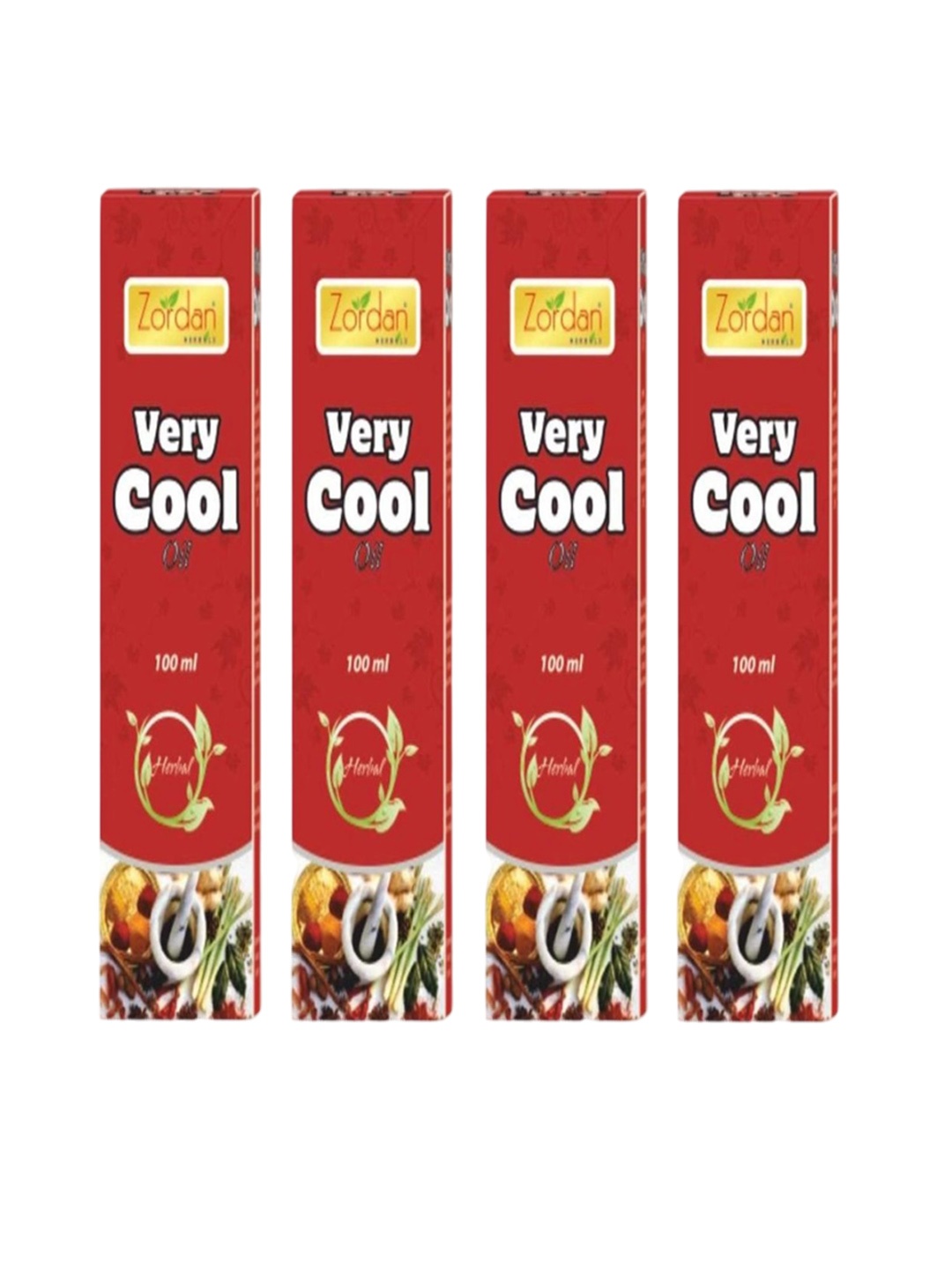 

ZORDAN Set Of 4 Herbals Very Cool Hair Oil-100ml Each, Red