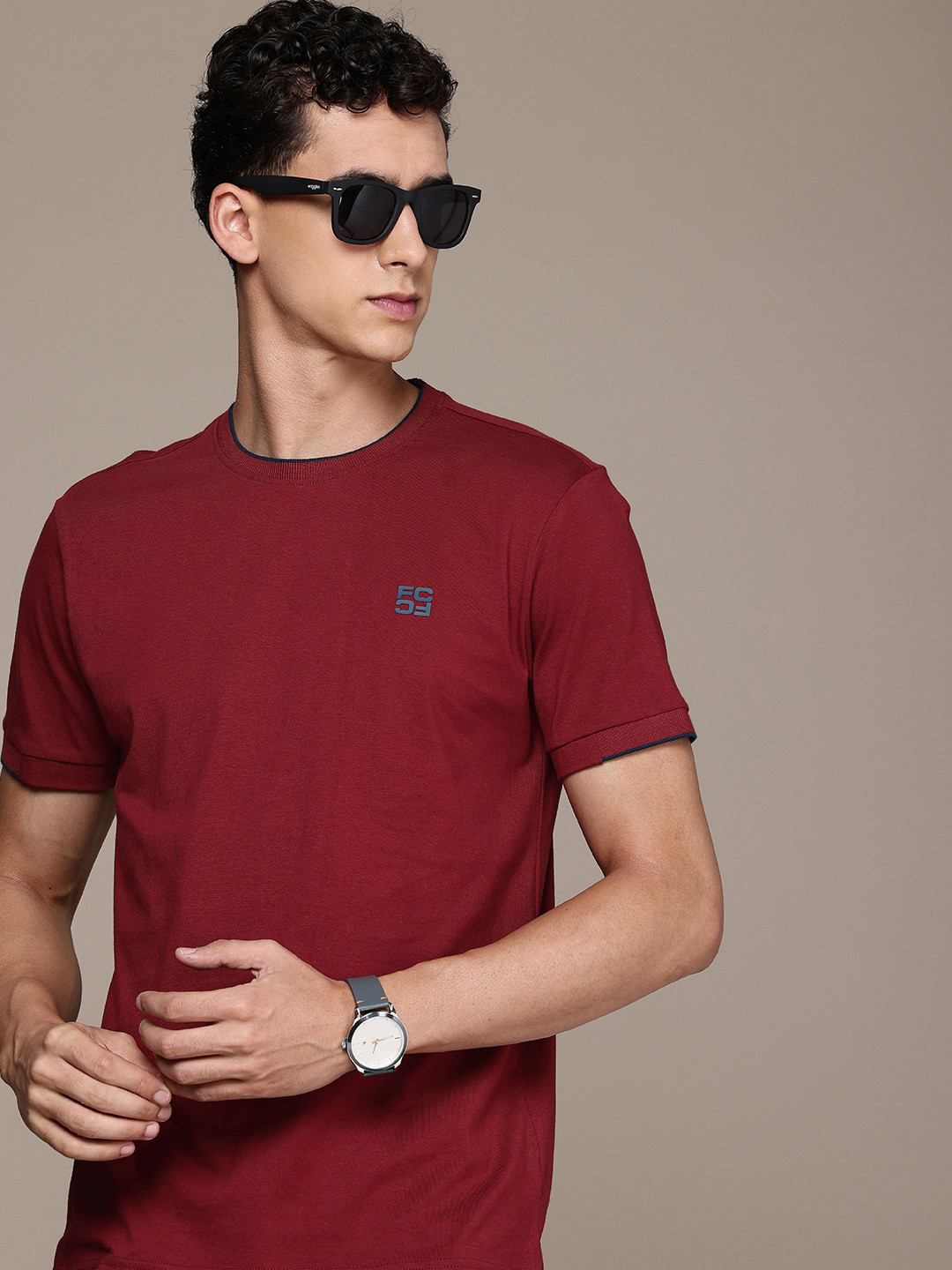

French Connection Pure Cotton Casual T-shirt, Maroon