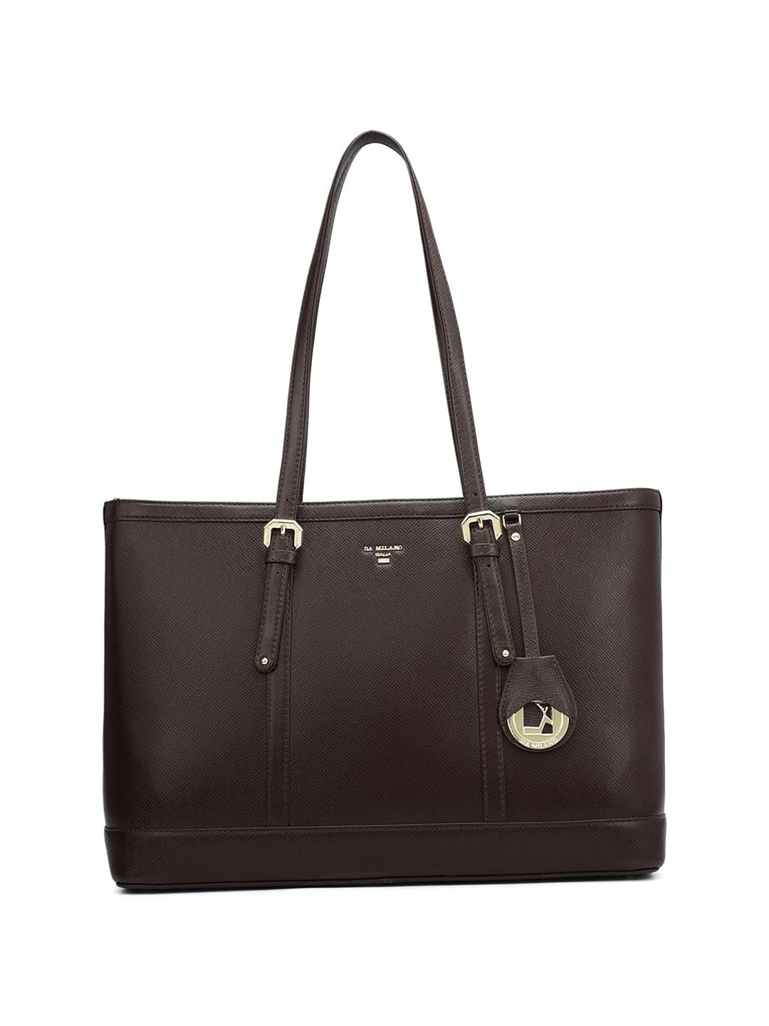 

Da Milano Textured Leather Shopper Tote Bag, Brown