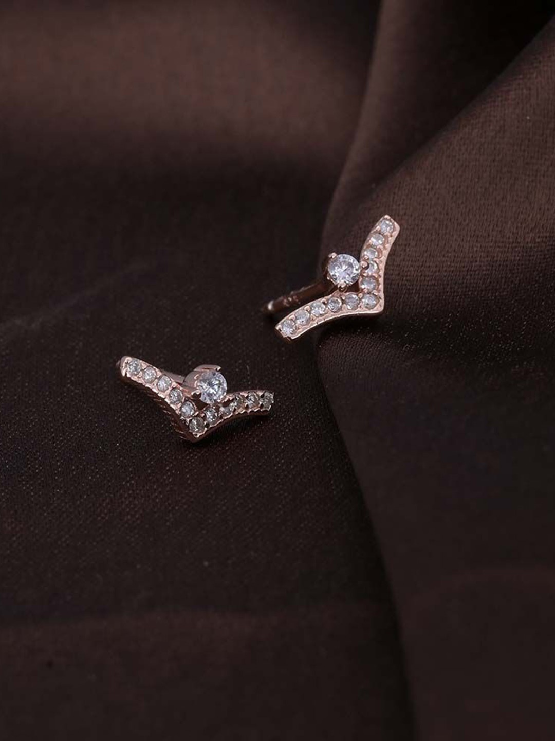 

PALMONAS Stainless Steel Rose Gold Plated Cubic Zirconia Contemporary Studs