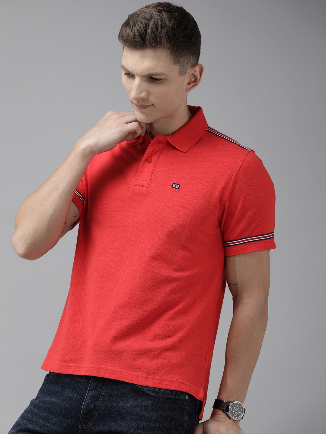 

Arrow Polo Collar Pure Cotton T-shirt, Red