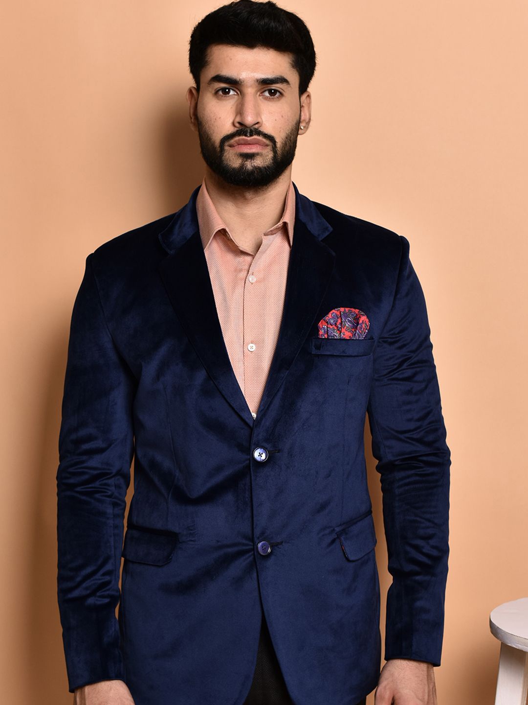 

PRINTCULTR Slim-Fit Single-Breasted Blazer, Navy blue