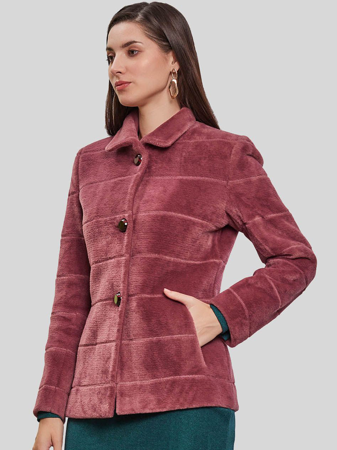 

LURE URBAN Women Single-Breasted Overcoat, Mauve