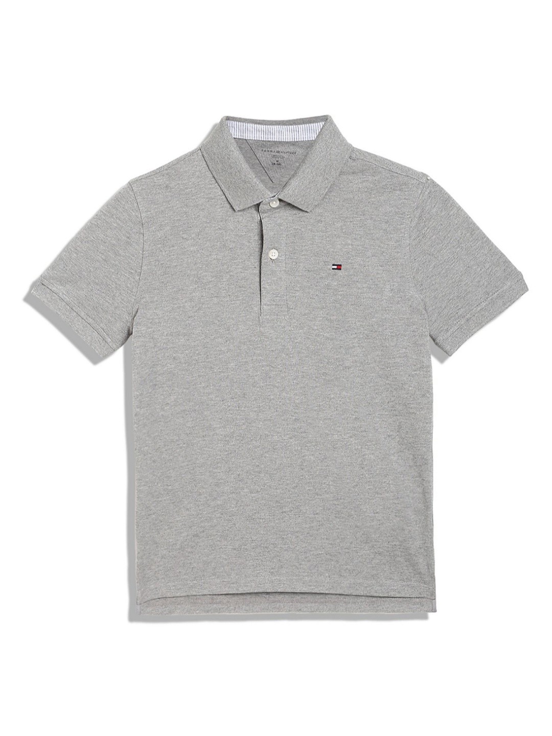

Tommy Hilfiger Boys Solid Polo Collar Cotton T-shirt, Grey