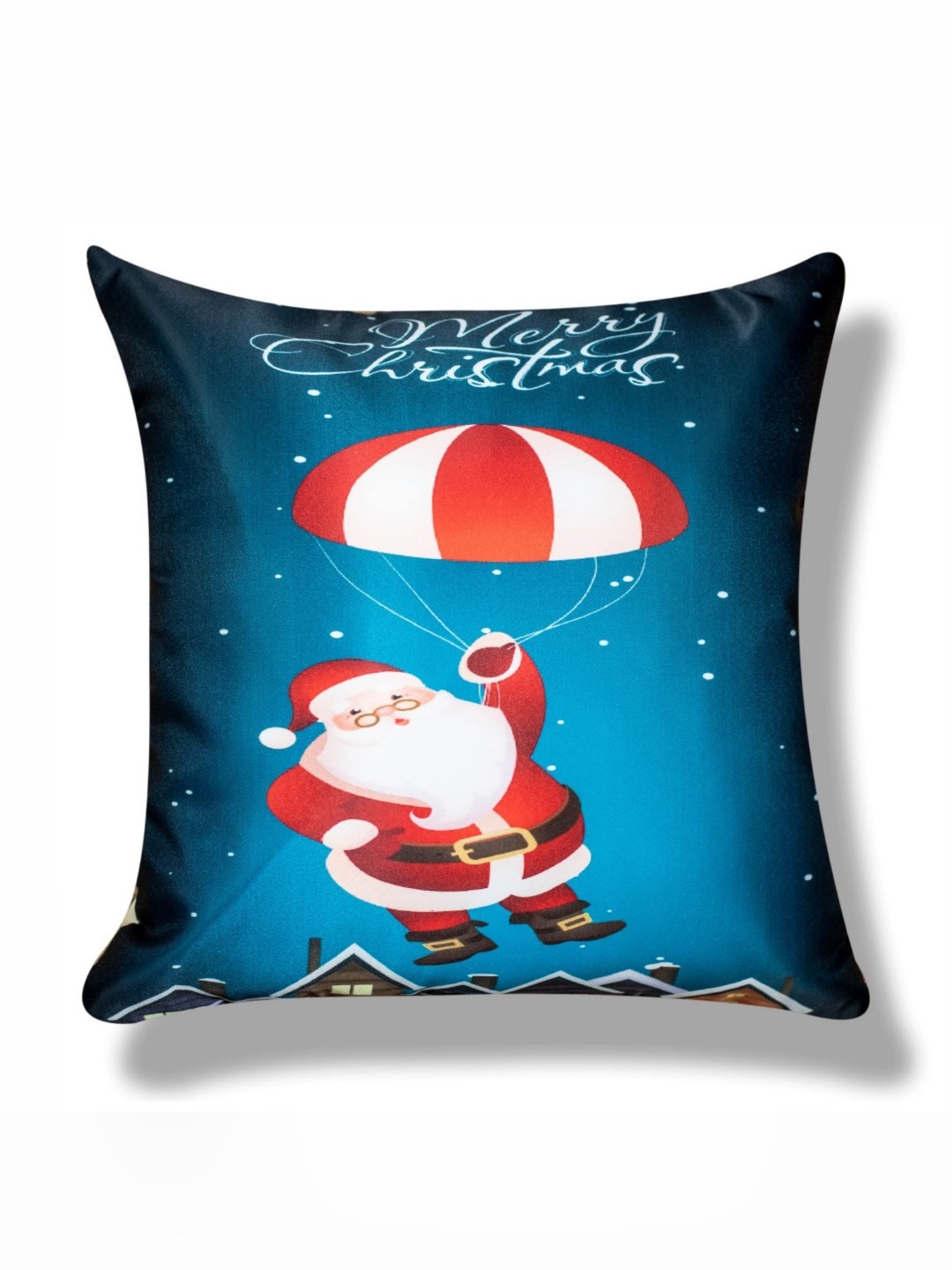 

Vendola Blue & Red Quirky Printed Satin Square Cushion Cover