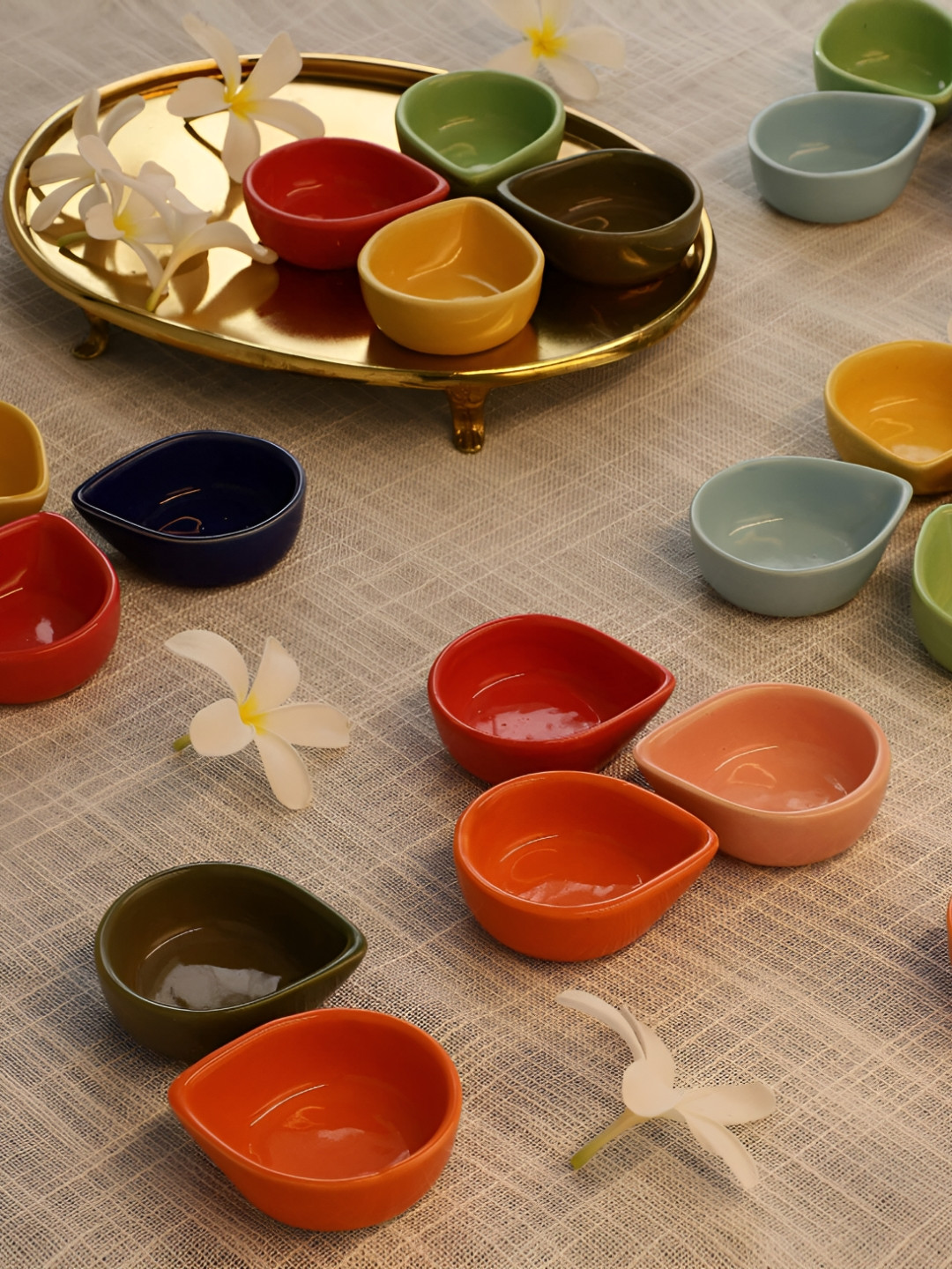 

MIAH Decor Yellow & Blue 24 Pieces Ceramic Diyas