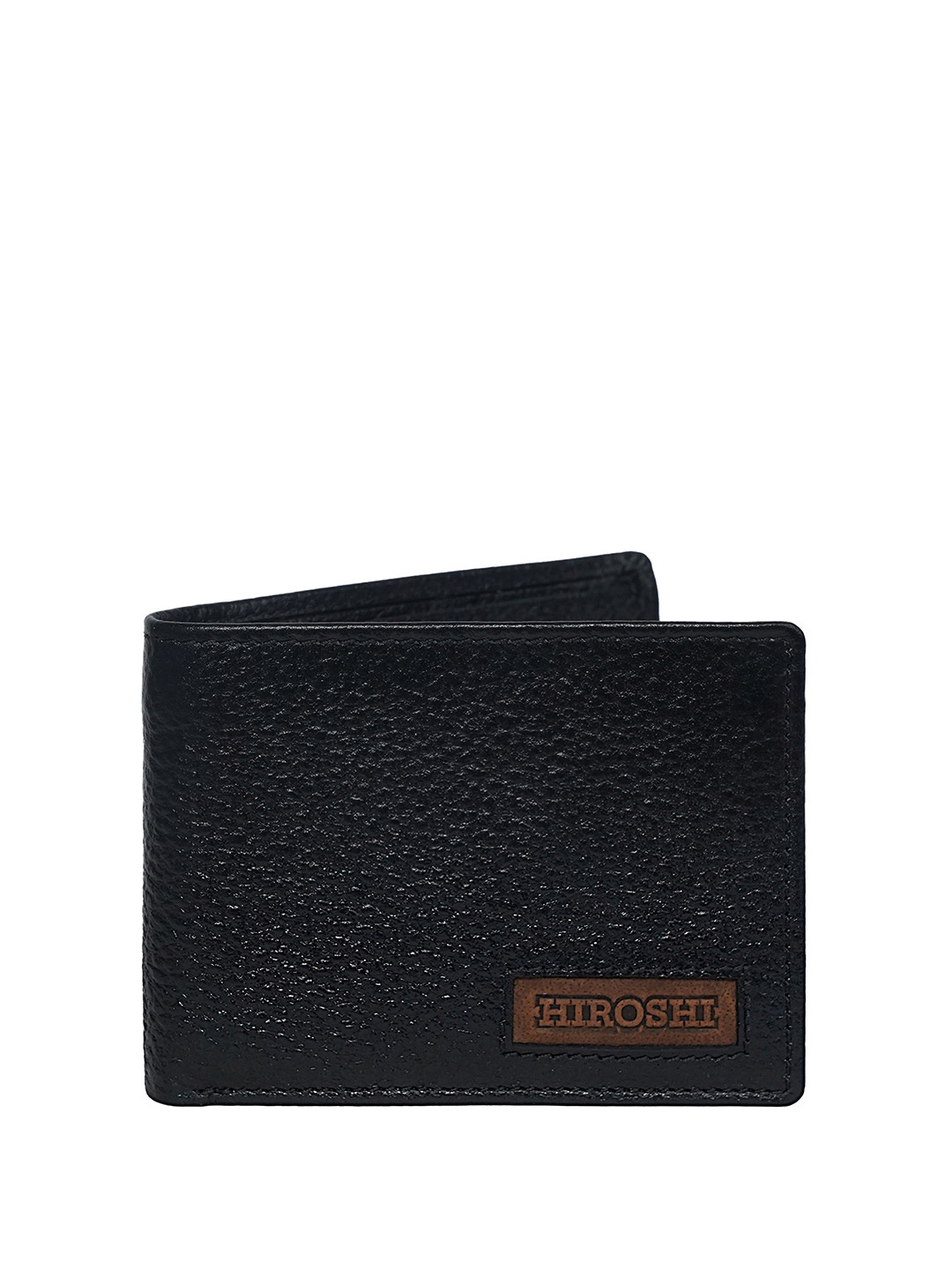 

HIROSHI Men Leather Two Fold Wallet, Black