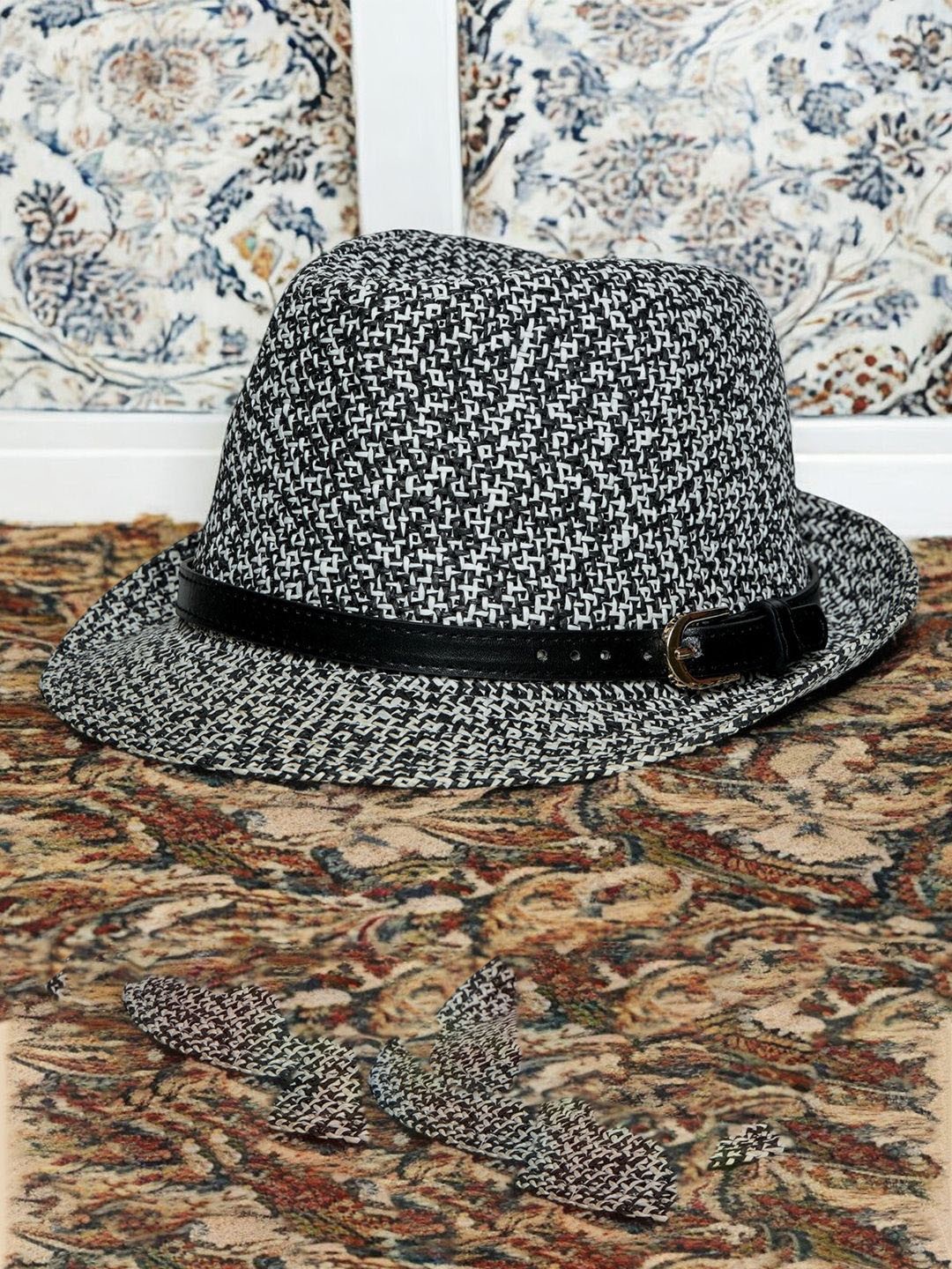 

CHOKORE Women Black Self Design Fedora Hat
