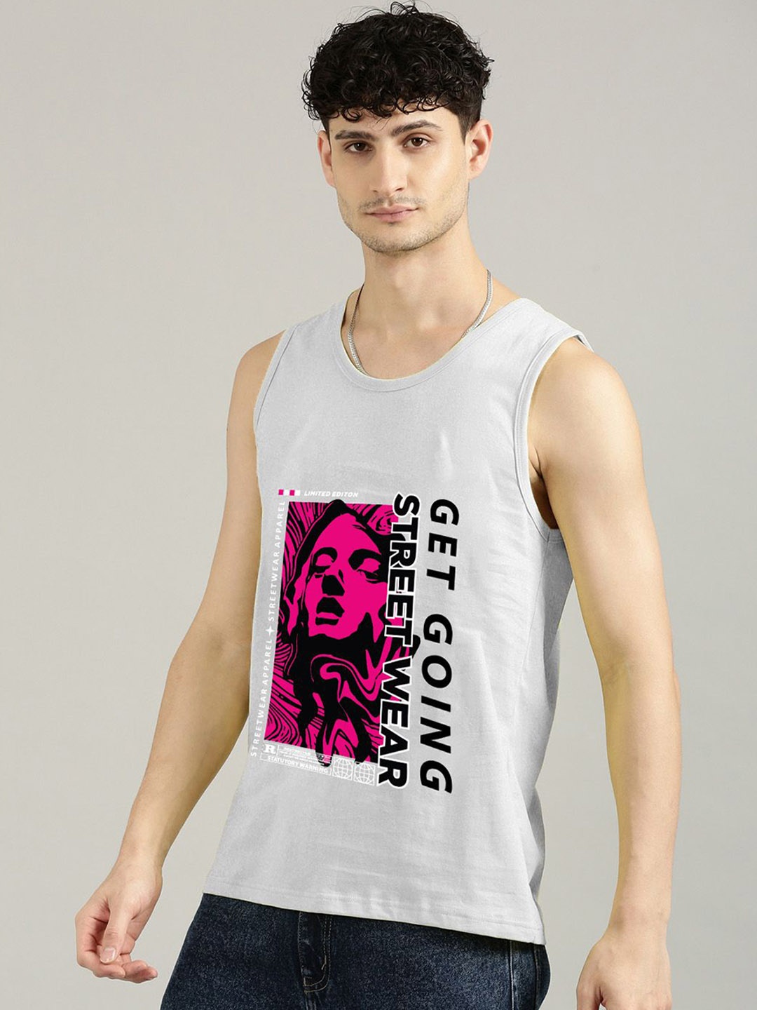 

Joven Men Printed Tank Innerwear Vest, Grey