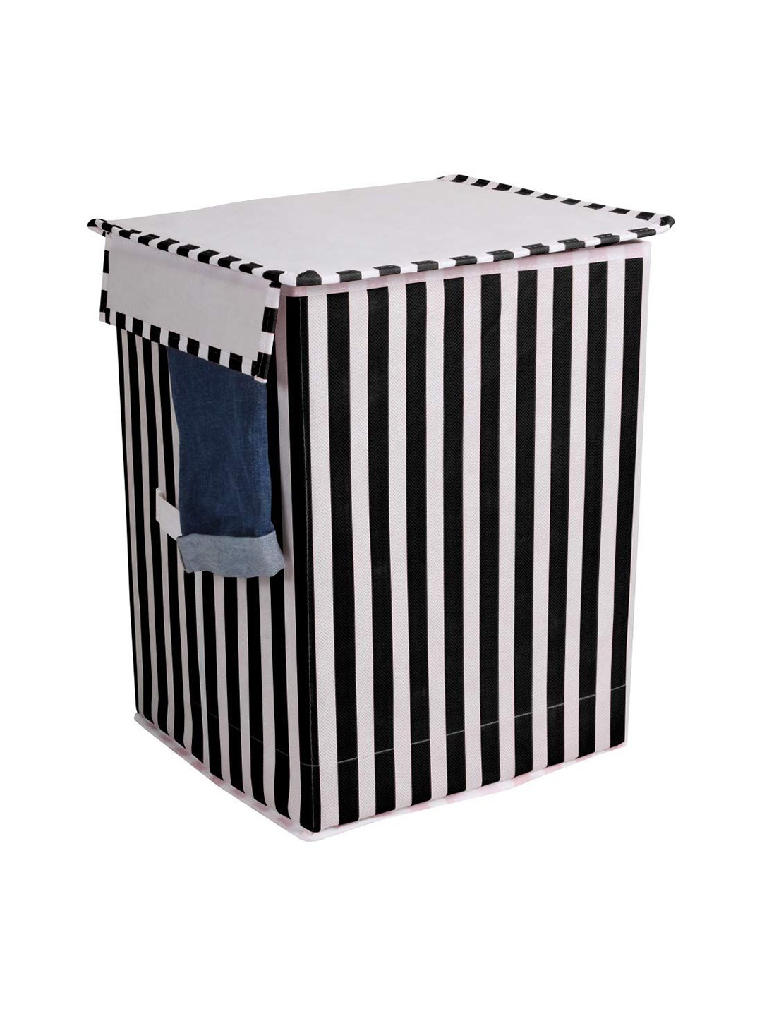 

prettykrafts Black & White 2 Pieces Striped Reusable Multi-Utility Organisers