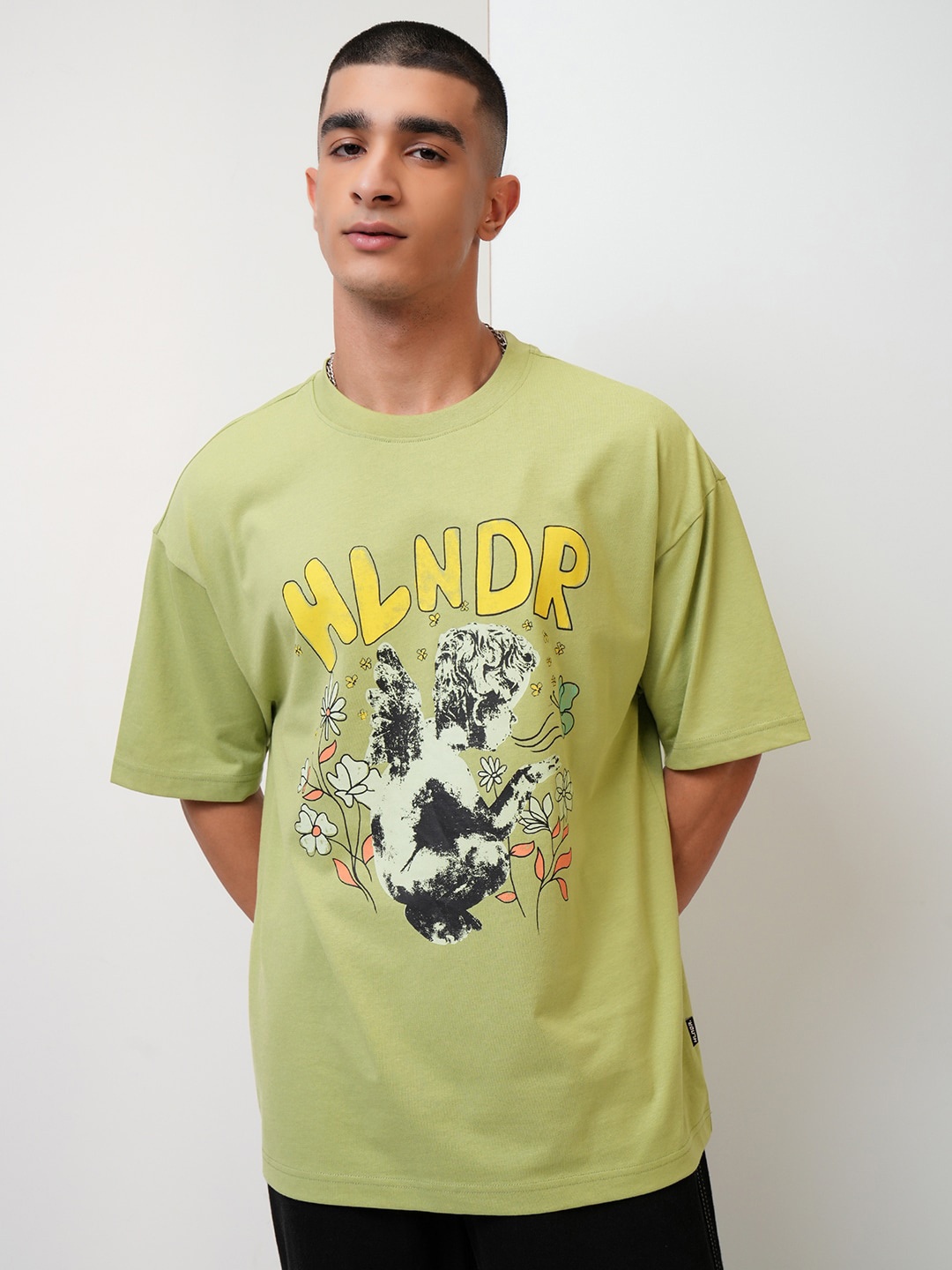 

HIGHLANDER Typography Printed Oversized T-shirt, Green