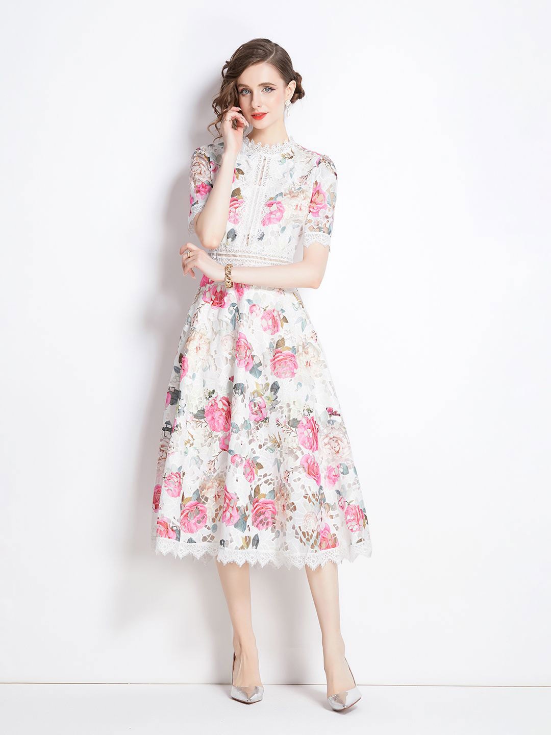 

JC Collection Women Floral Print Fit & Flare Midi Dress, White