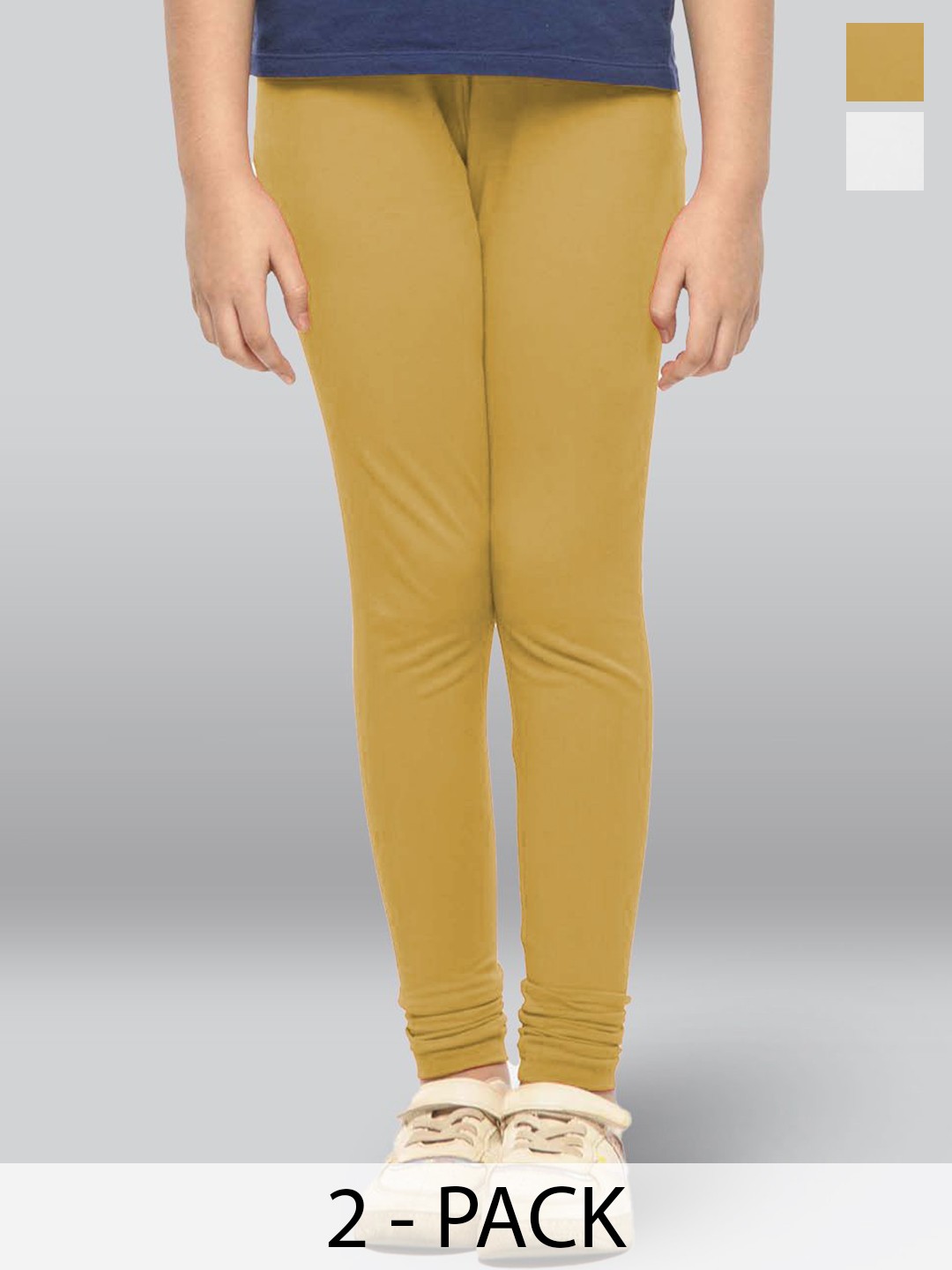

LYRA Girls Pack Of 2 Cotton Ankle-Length Leggings, Beige