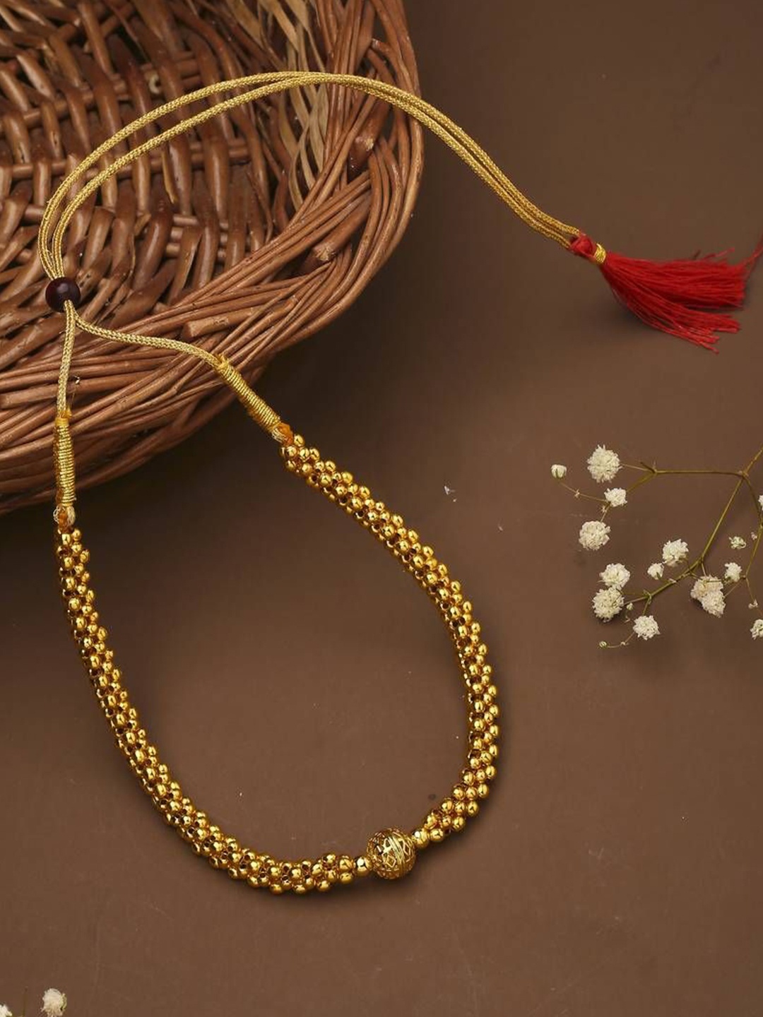 

Mirraw Gold-Plated Ball Chain Necklace
