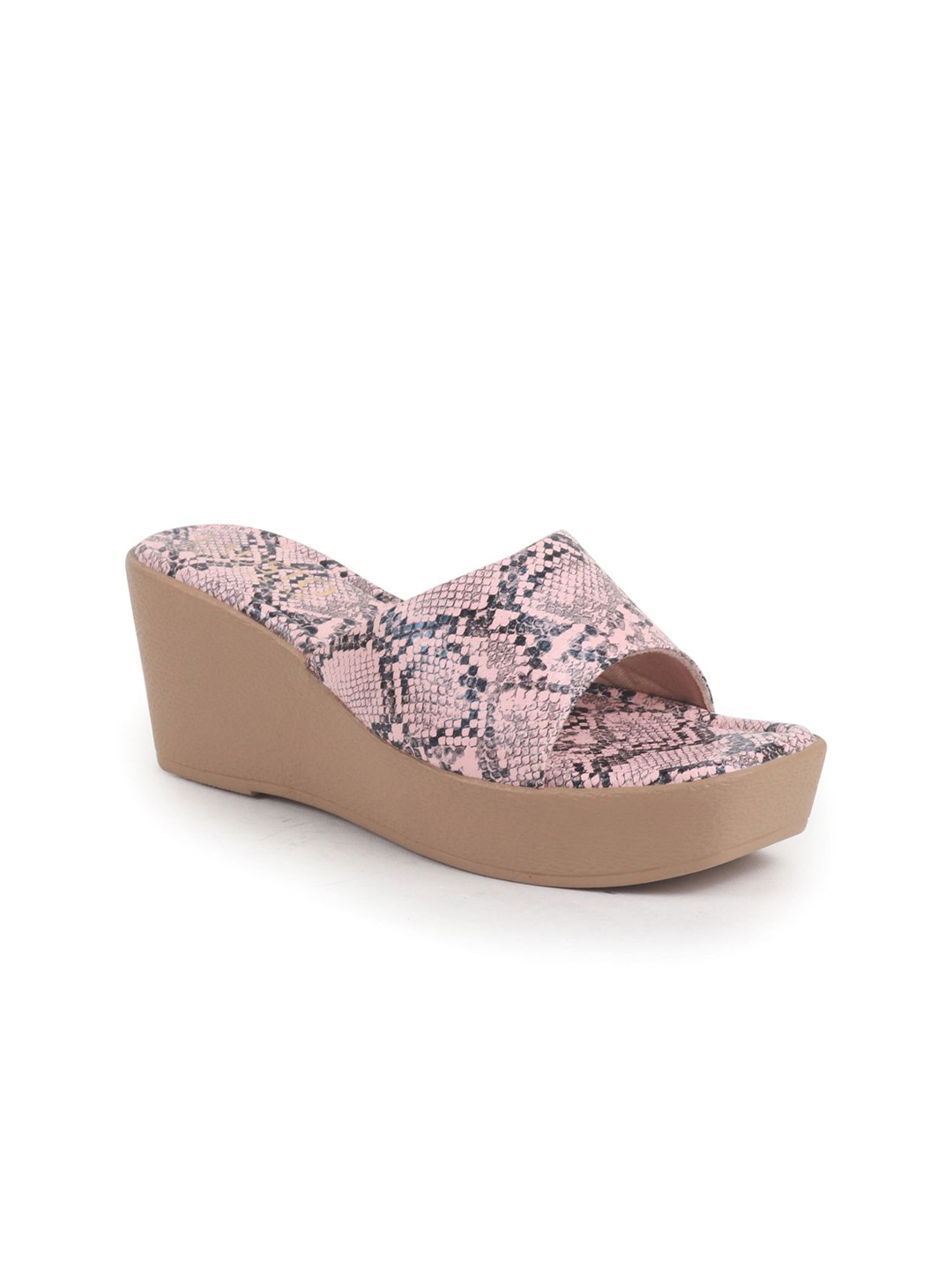 

FAUSTO Textured PU Platform Sandals, Peach