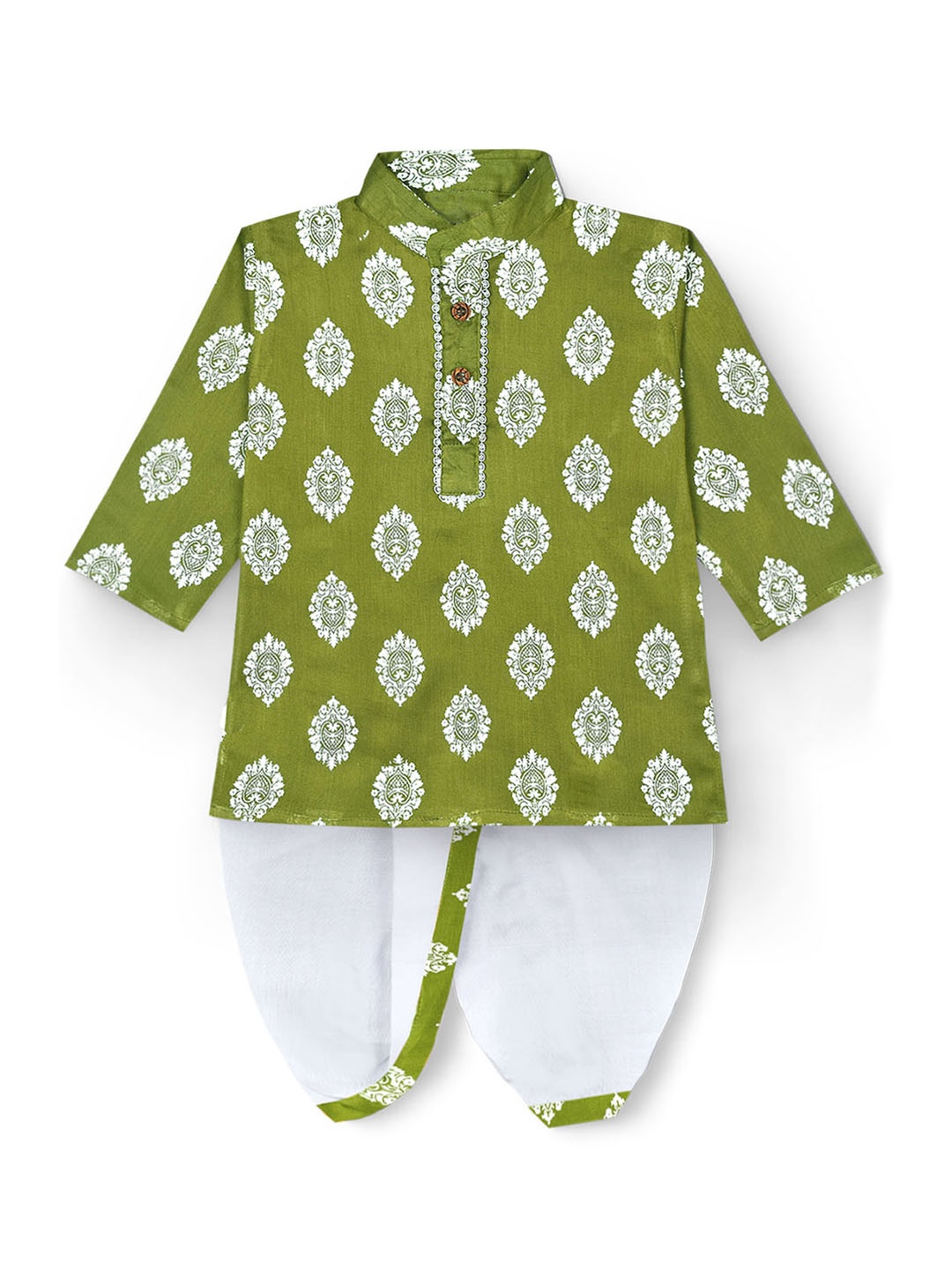 

BAESD Boys Ethnic Motifs Printed Regular Kurta with Dhoti Pants, Green