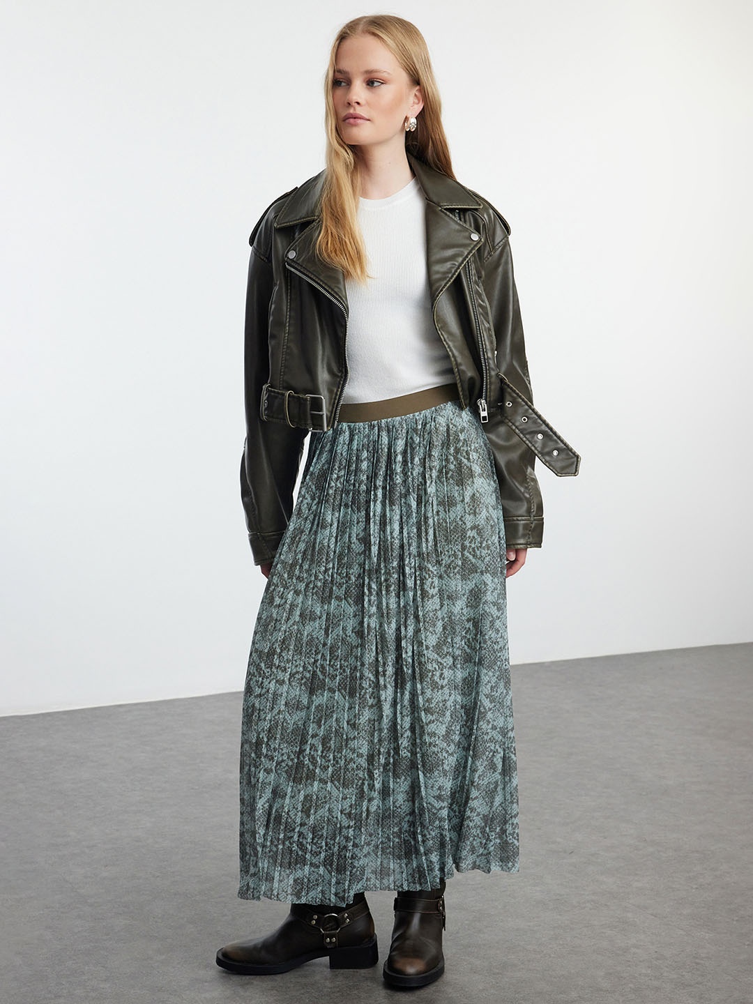 

Trendyol Printed A-Line Maxi Skirt, Blue