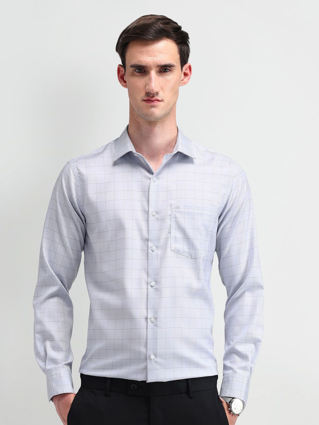 

Arrow Men Classic Opaque Checked Formal Shirt, Grey