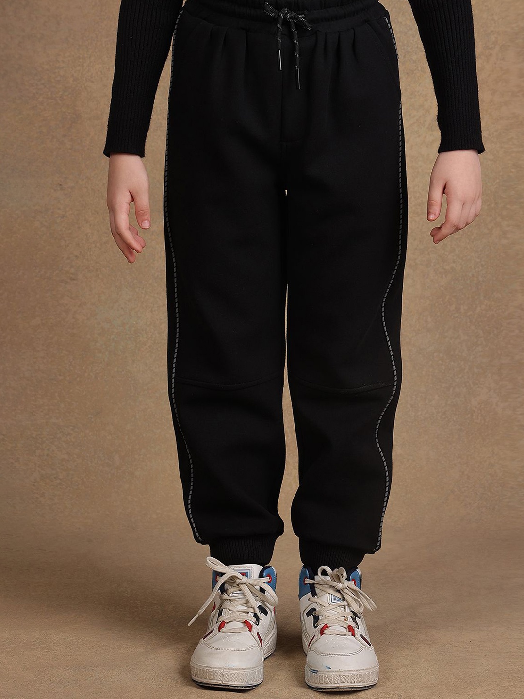 

One Friday Boys Solid Regular Fit Cotton Joggers, Black