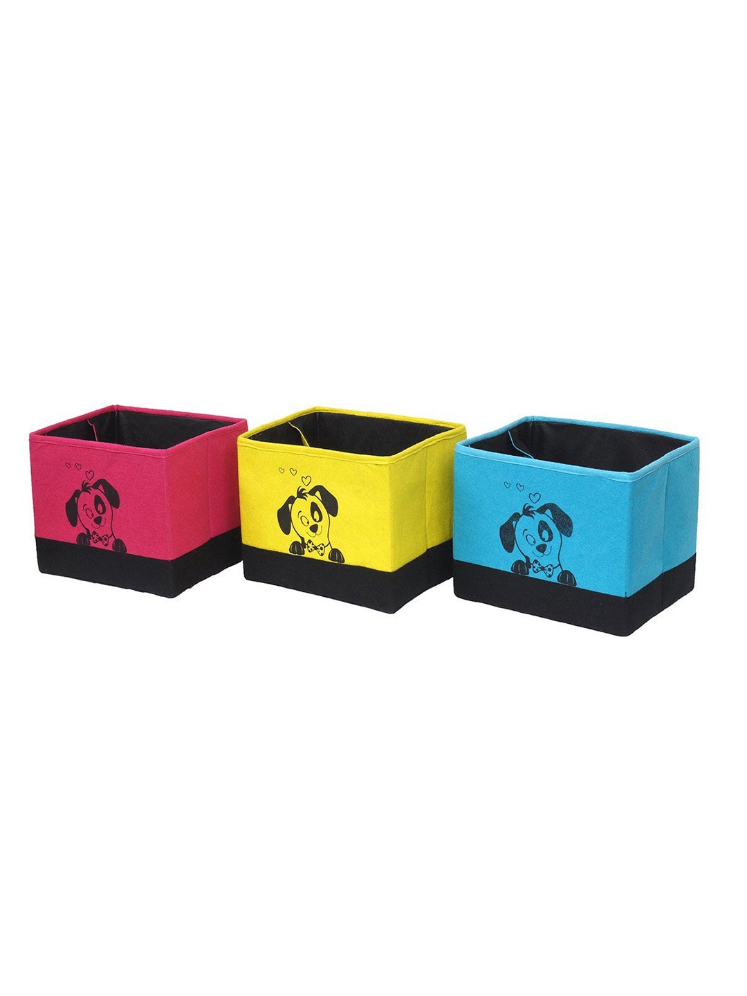 

prettykrafts Blue & Yellow 3 Pieces Printed Reusable Multi-Utility Organisers