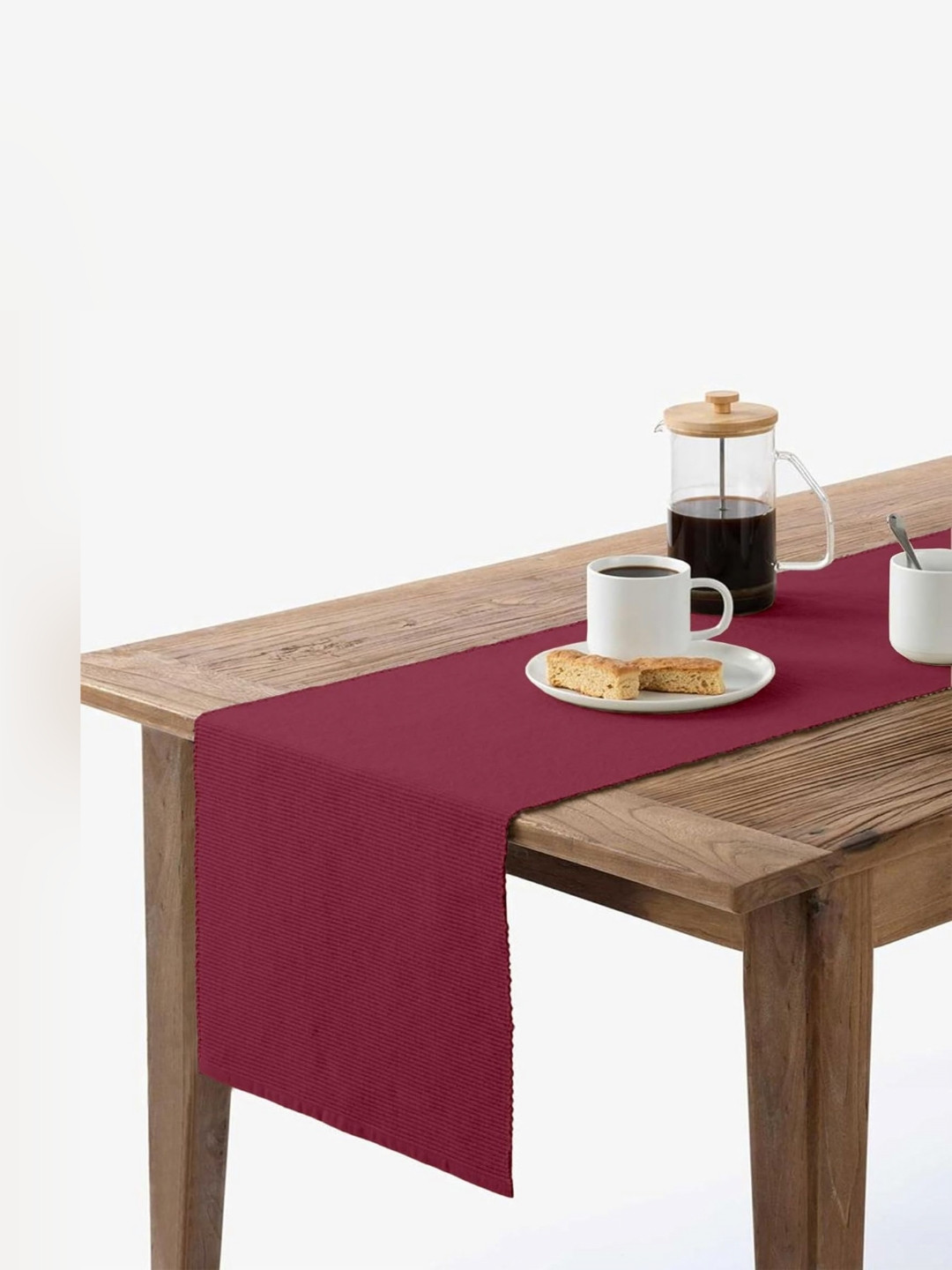 

Lushomes Maroon Pure Cotton 6 Seater Table Runner