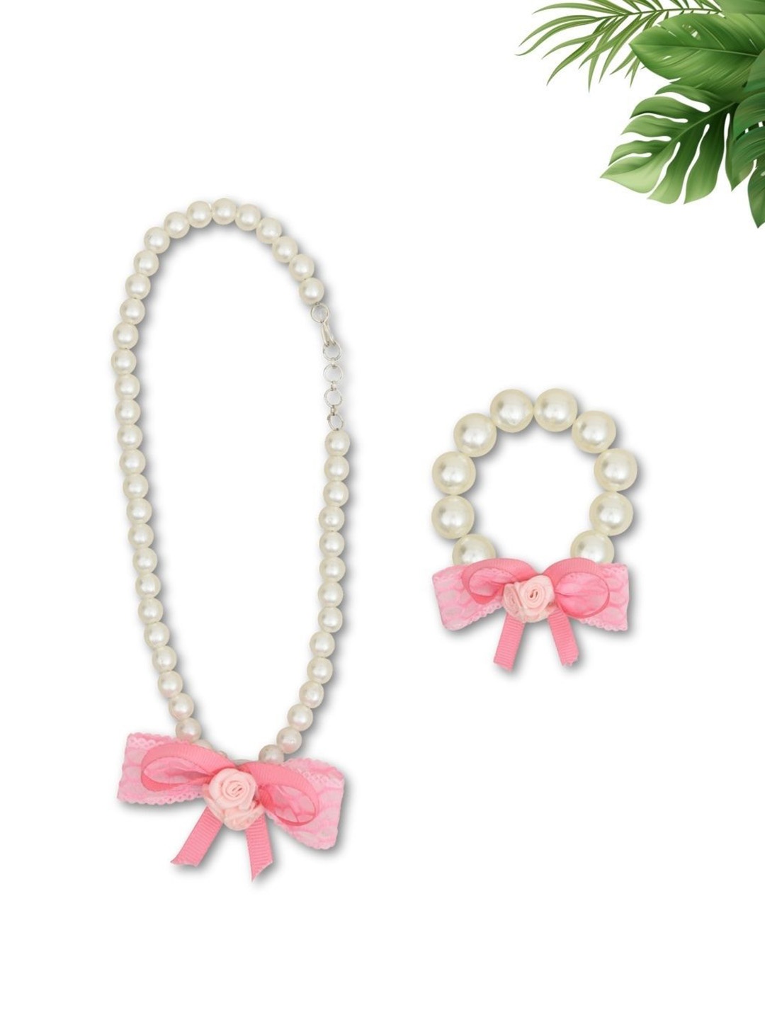 

FUNKRAFTS Floral Pearls Beaded Jewellery Set, Pink